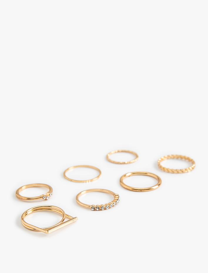 Kadın Yüzük Seti 7'li Taş Detaylı Çelik