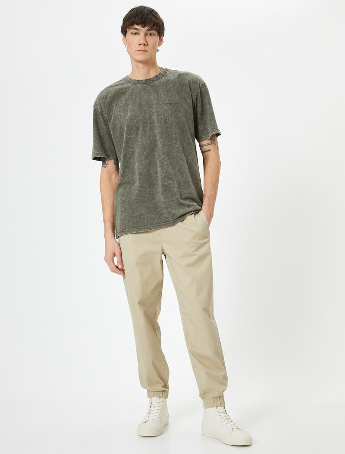  Jogger Pantolon Slim Fit Chino Beli Bağcıklı Cep Detaylı