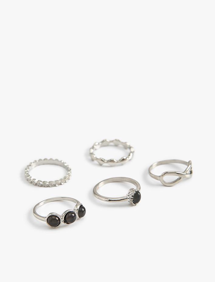 Kadın Taş Detaylı 5'li Yüzük Seti