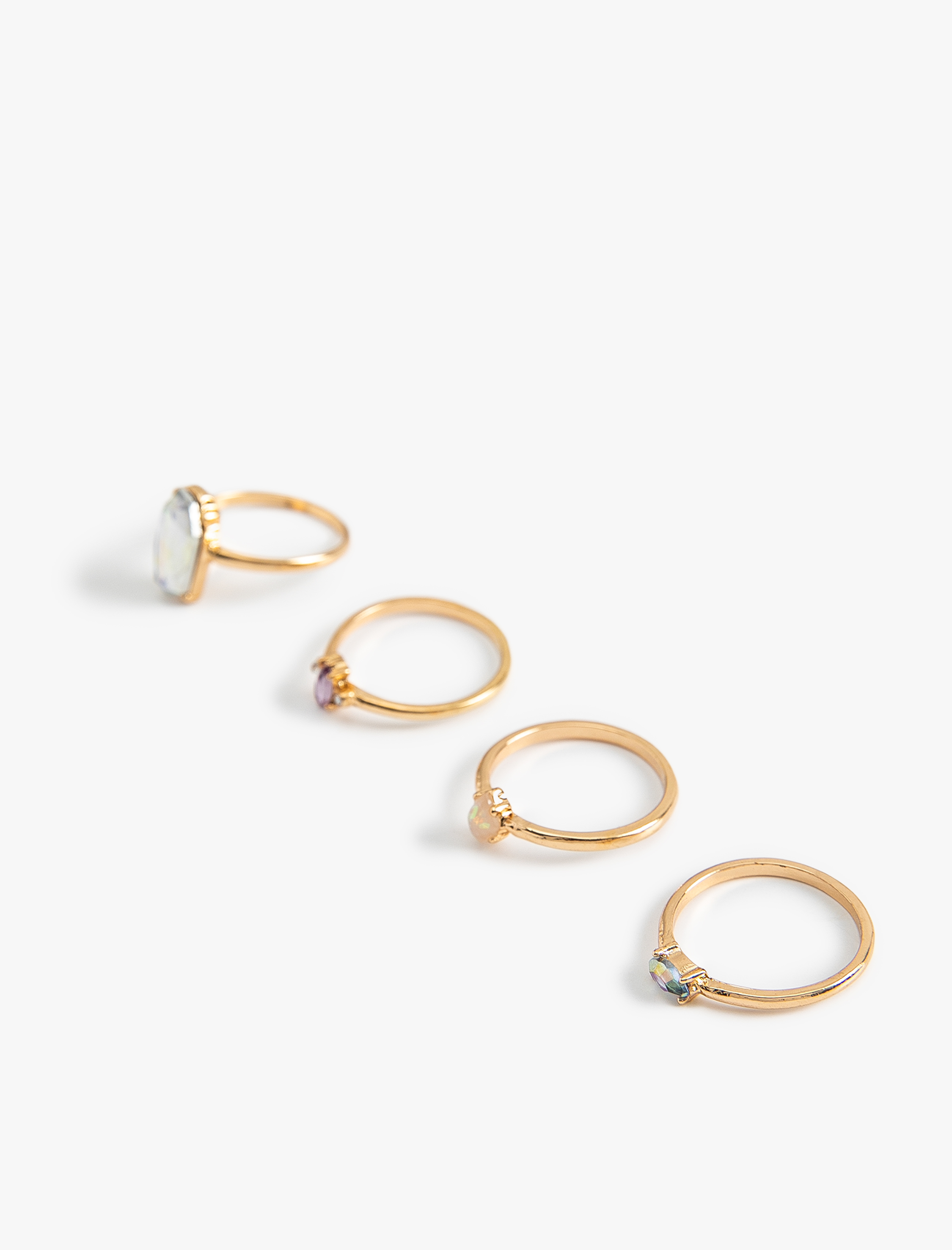  Kadın Yüzük Seti 4'lü Taşlı İnce Çinko Alaşım