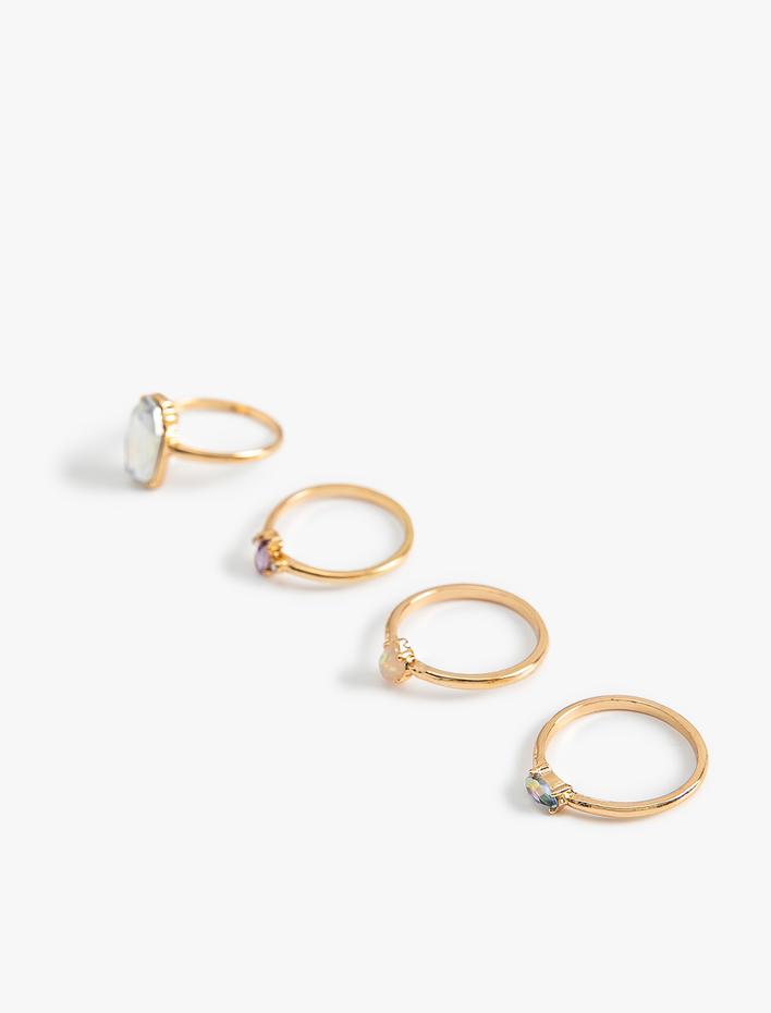 Kadın Yüzük Seti 4'lü Taşlı İnce Çinko Alaşım