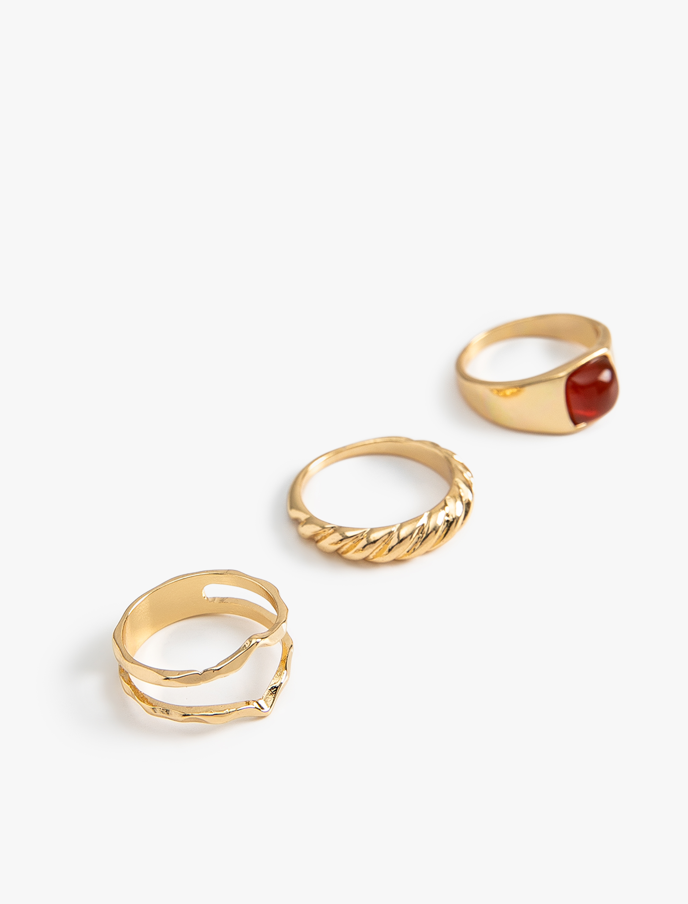  Kadın Taşlı Yüzük Seti 3'lü