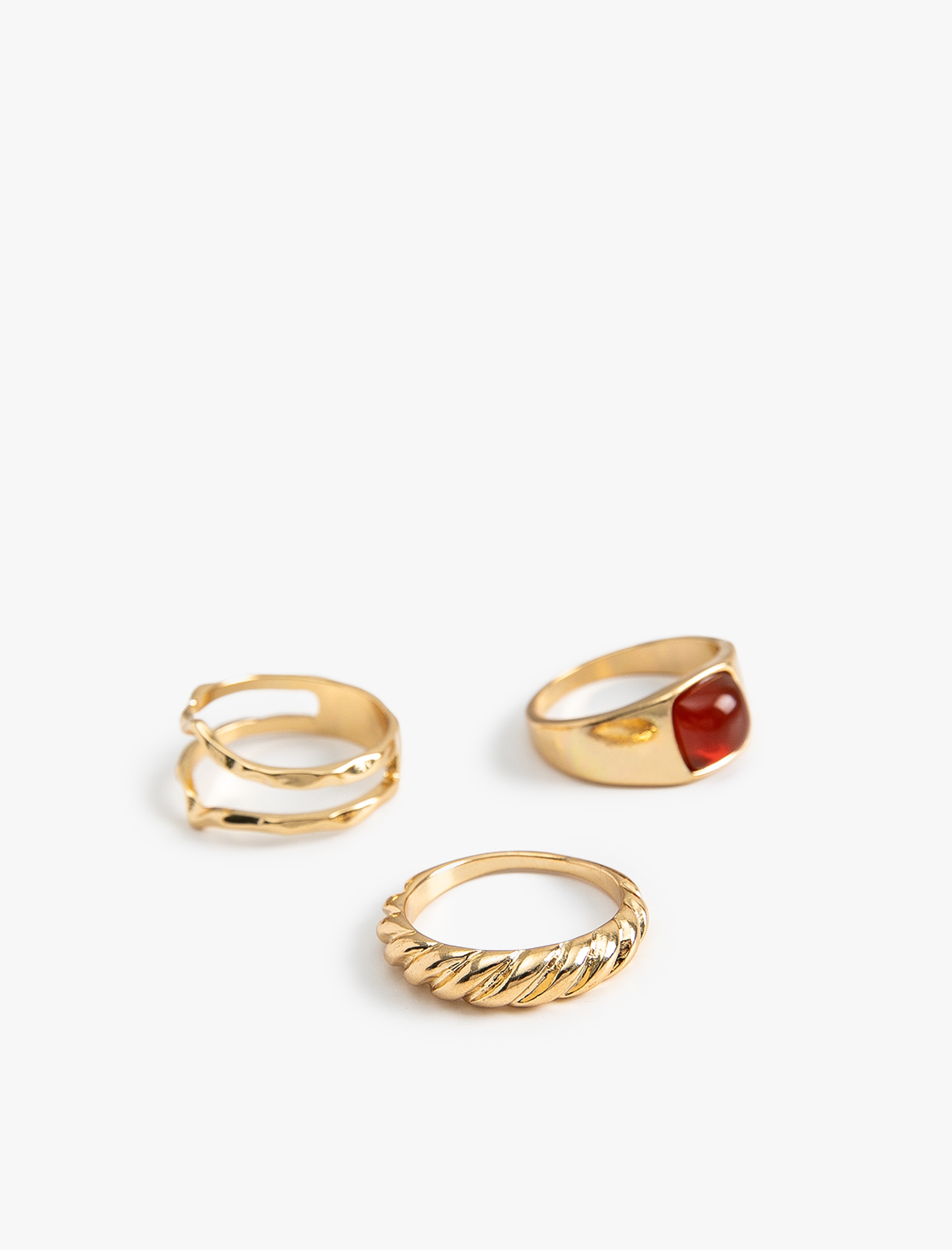  Kadın Taşlı Yüzük Seti 3'lü