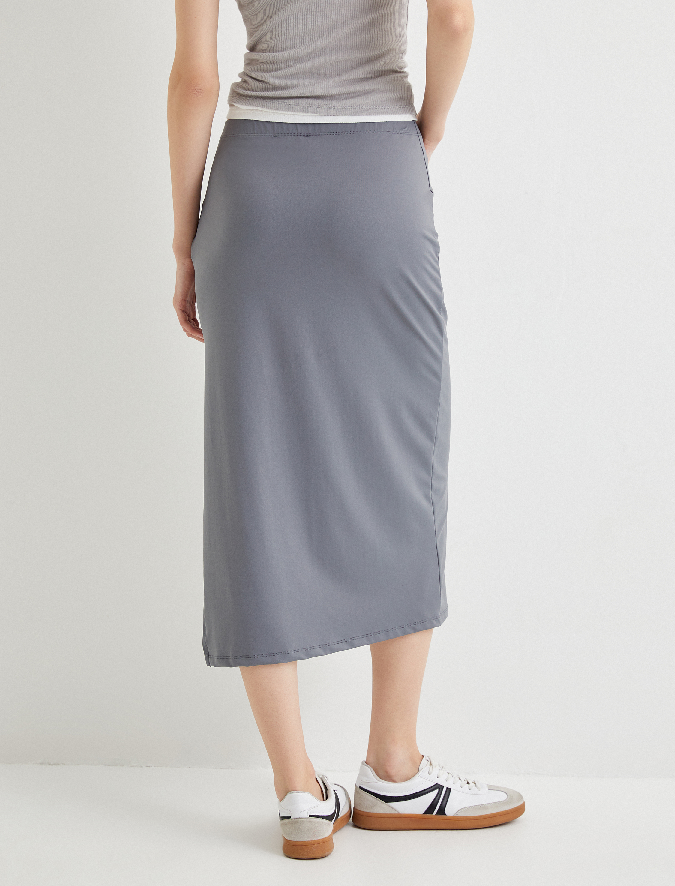   Midi Kalem Etek Yırtmaç Detaylı Standart Bel