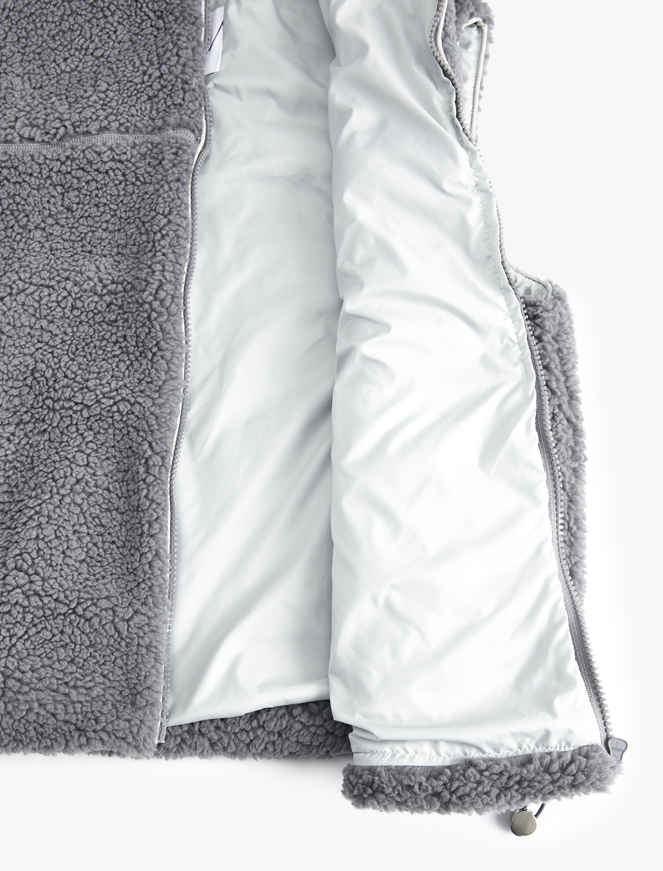   Peluş Yelek Astarlı Fermuarlı Cep Detaylı Dik Yaka Renk Kontrastlı