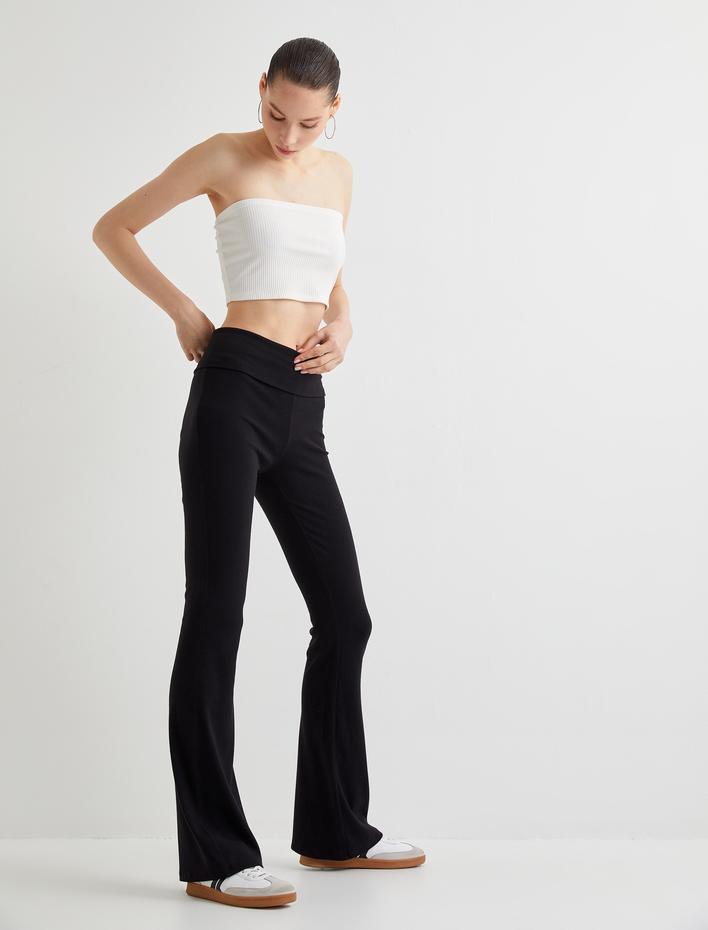 İspanyol Paça Pantolon Modal Kumaş Slim Fit Standard Bel