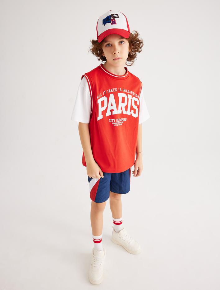 Erkek Çocuk Şort Beli Lastikli Renk Bloklu