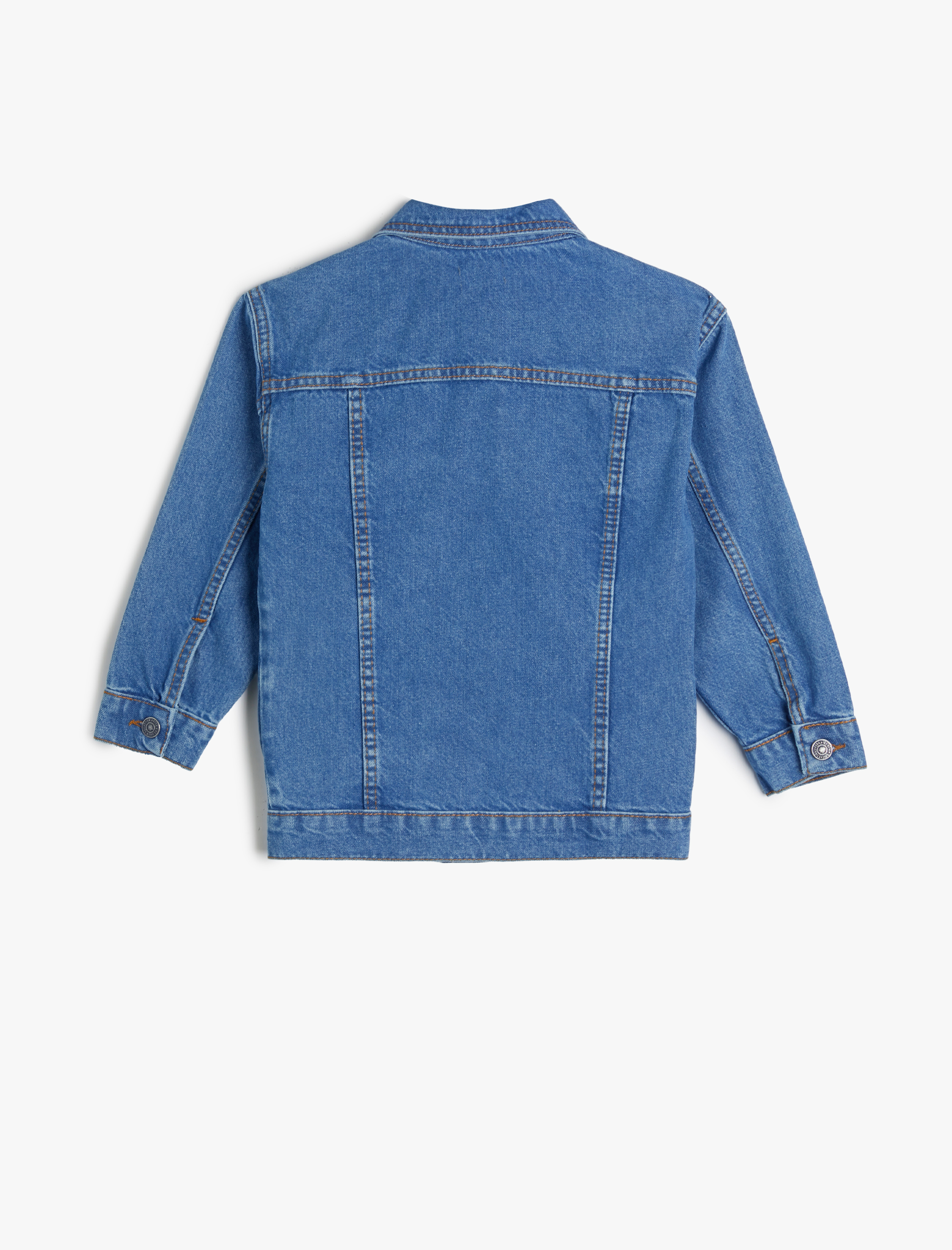  Erkek Çocuk Kot Ceket Kapaklı Cep Detaylı Manşetli Uzun Kollu Pamuklu