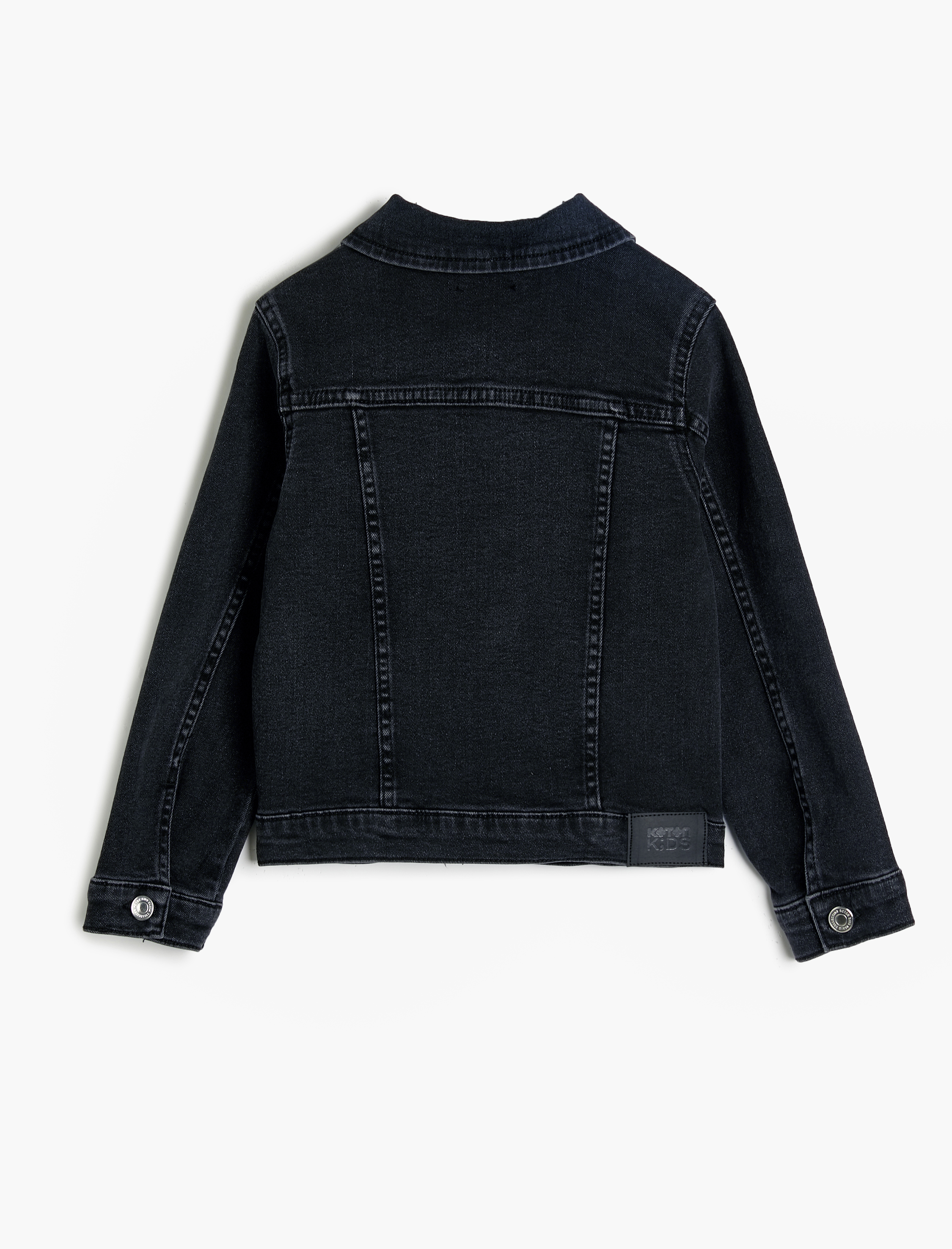  Kız Çocuk Kot Ceket Kapaklı Cep Detaylı Pamuklu Uzun Kollu