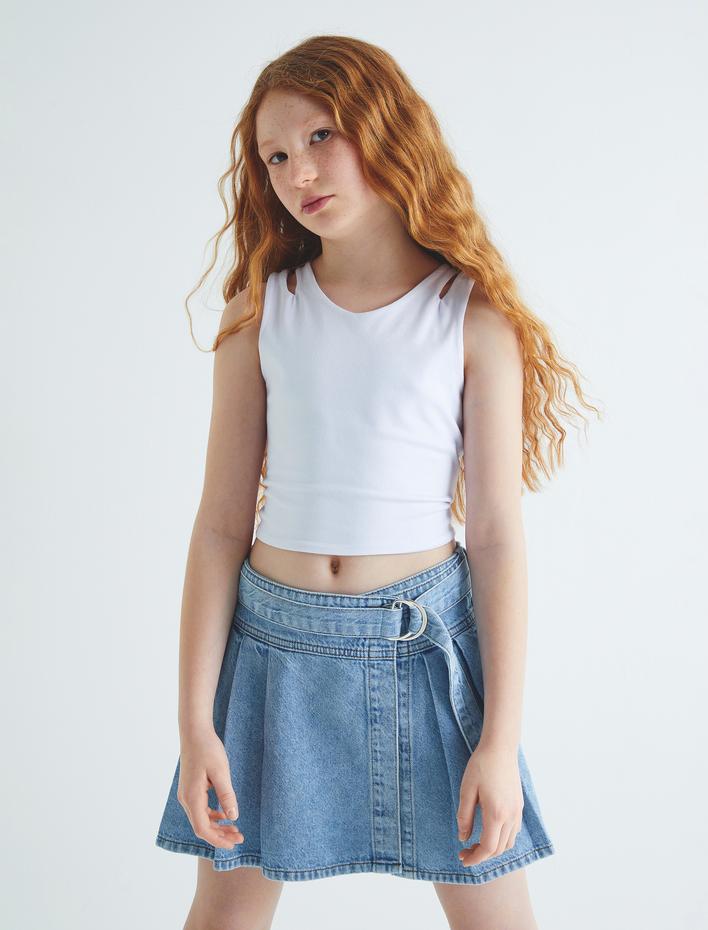 Kız Çocuk Crop Atlet Çift Askılı Pamuklu