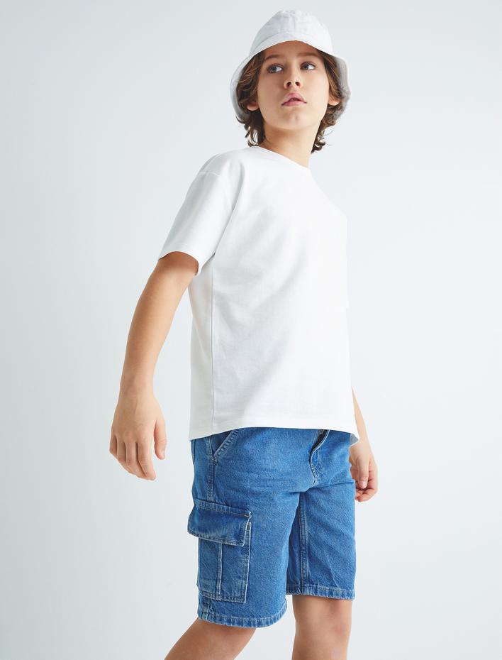 Erkek Çocuk Kot Şort Kargo Cep Pamuklu