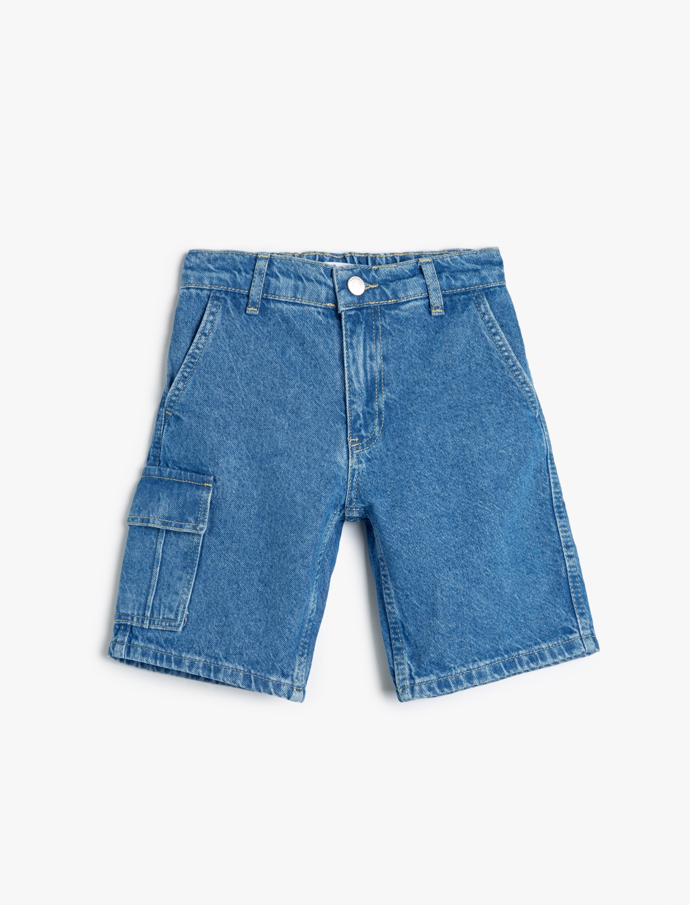  Erkek Çocuk Kot Şort Kargo Cep Pamuklu