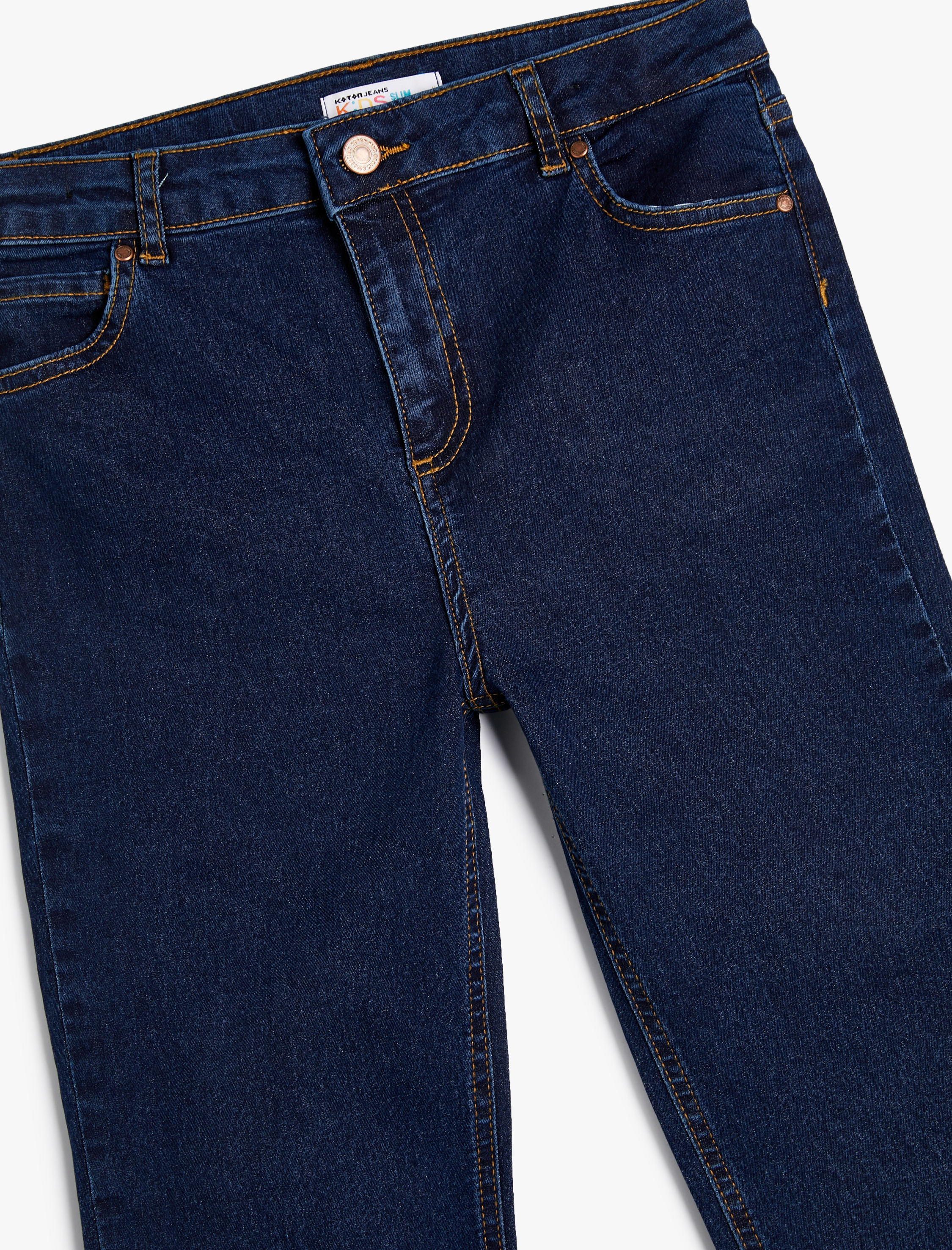  Erkek Çocuk Kot Pantolon Ayarlanabilir Lastikli Pamuklu  - Slim Jean