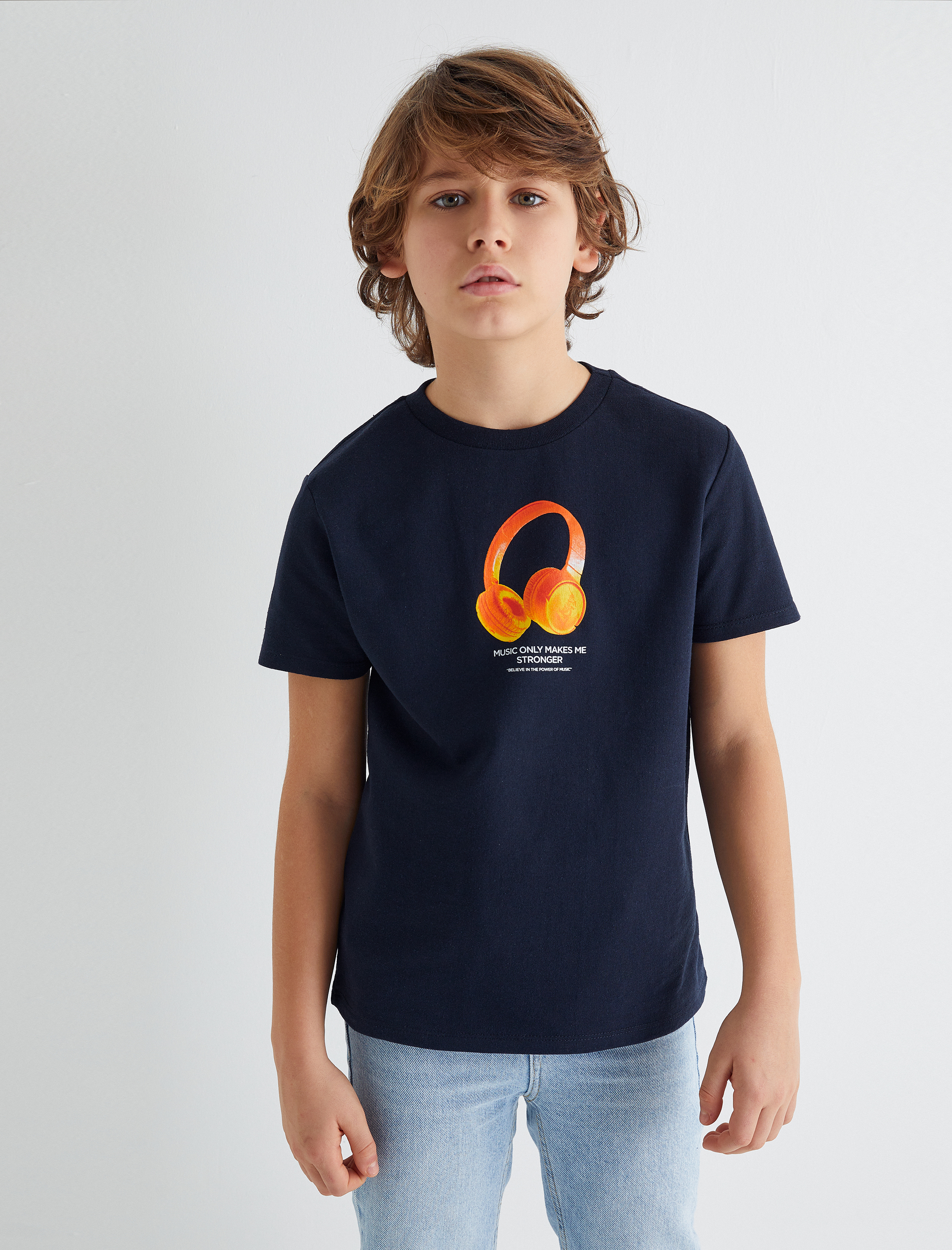  Erkek Çocuk Tişört Müzik Temalı Kısa Kollu Bisiklet Yaka