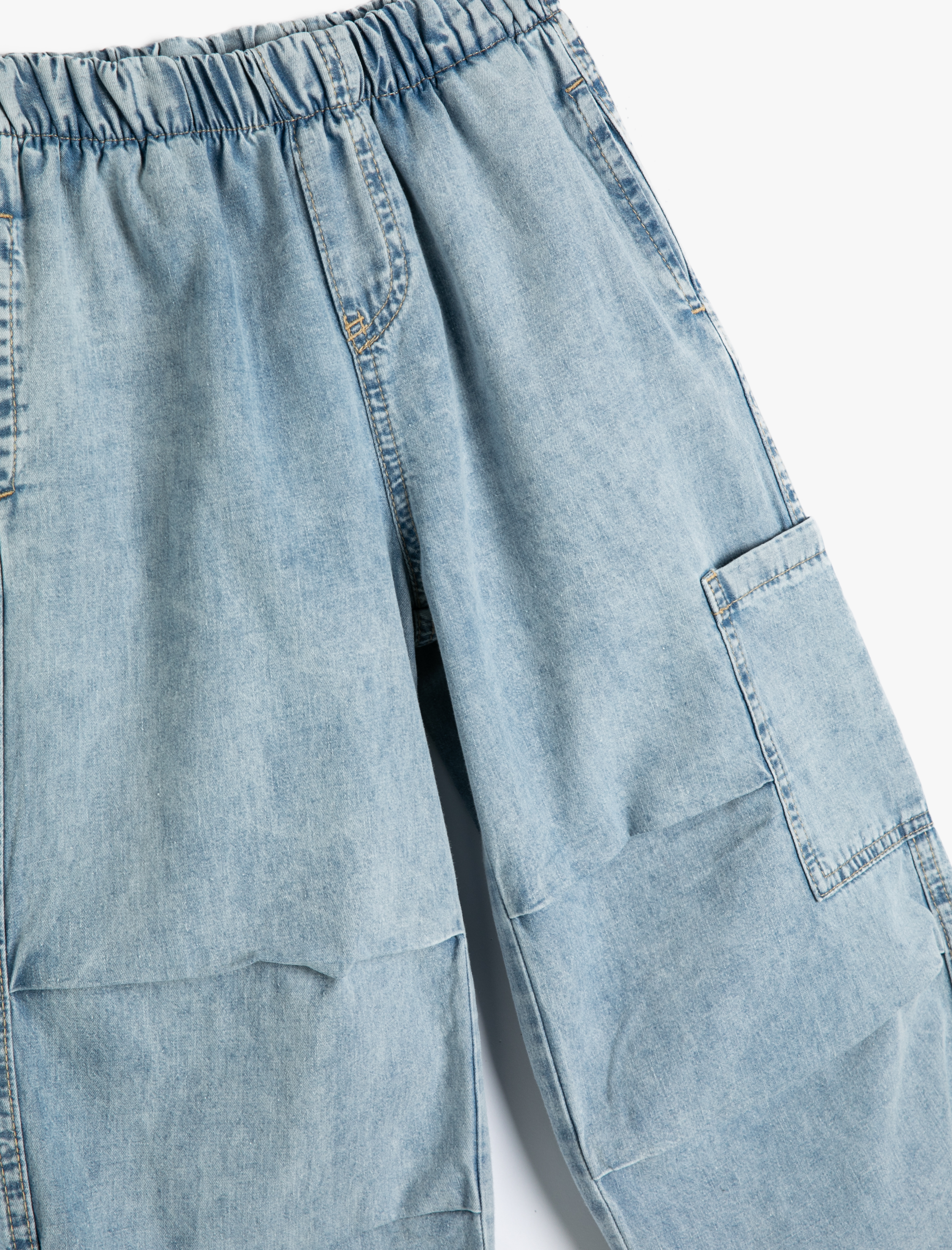  Erkek Çocuk Jogger Kot Pantolon Kat Detaylı Cepli Pamuklu - Parachute Jean