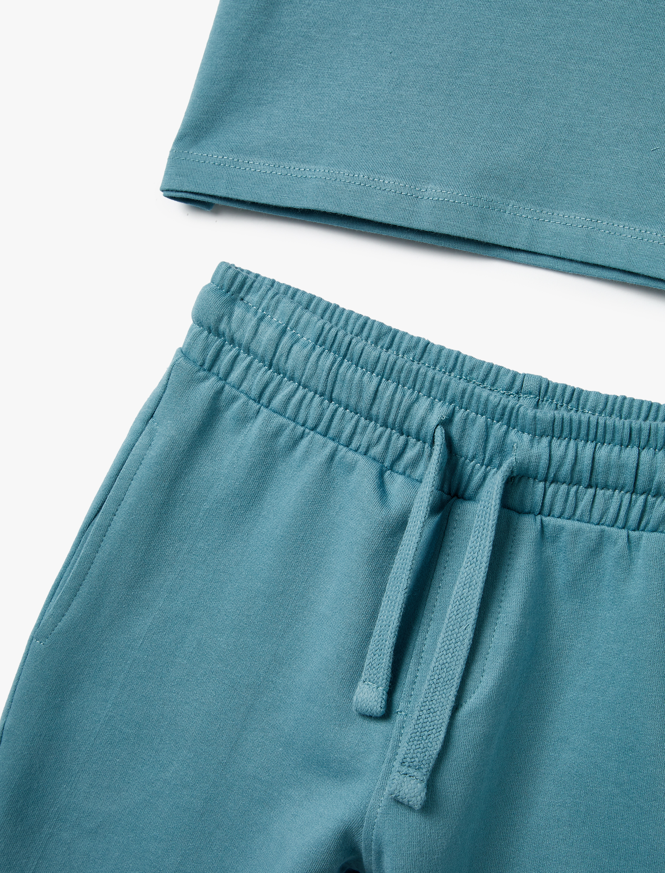  Erkek Çocuk 2'li Basic Tişört Şort Seti Baskı Detaylı