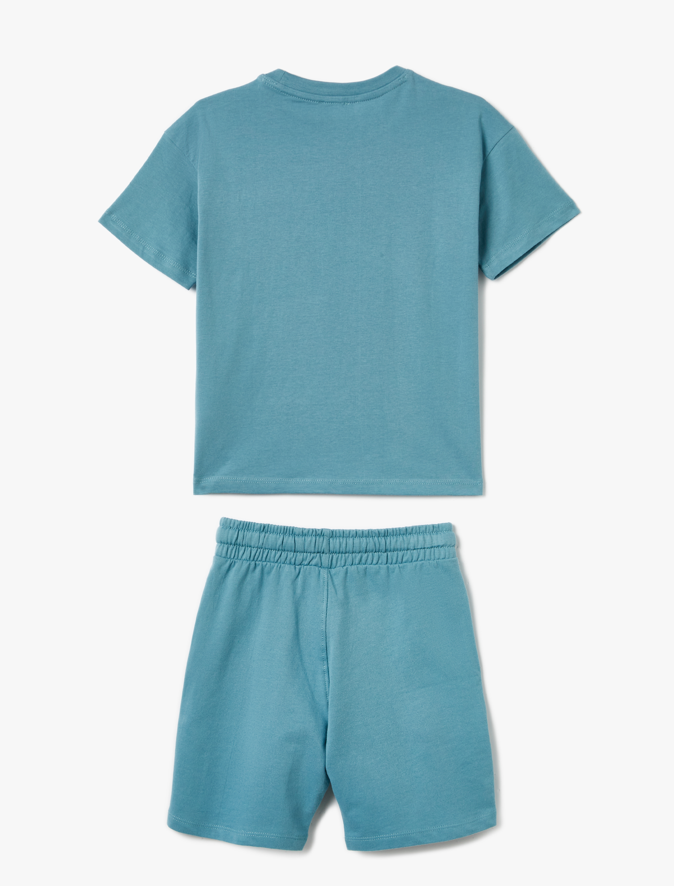  Erkek Çocuk 2'li Basic Tişört Şort Seti Baskı Detaylı