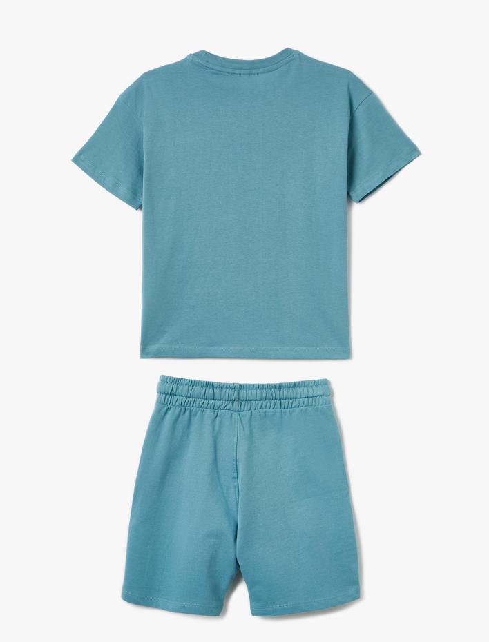 Erkek Çocuk 2'li Basic Tişört Şort Seti Baskı Detaylı
