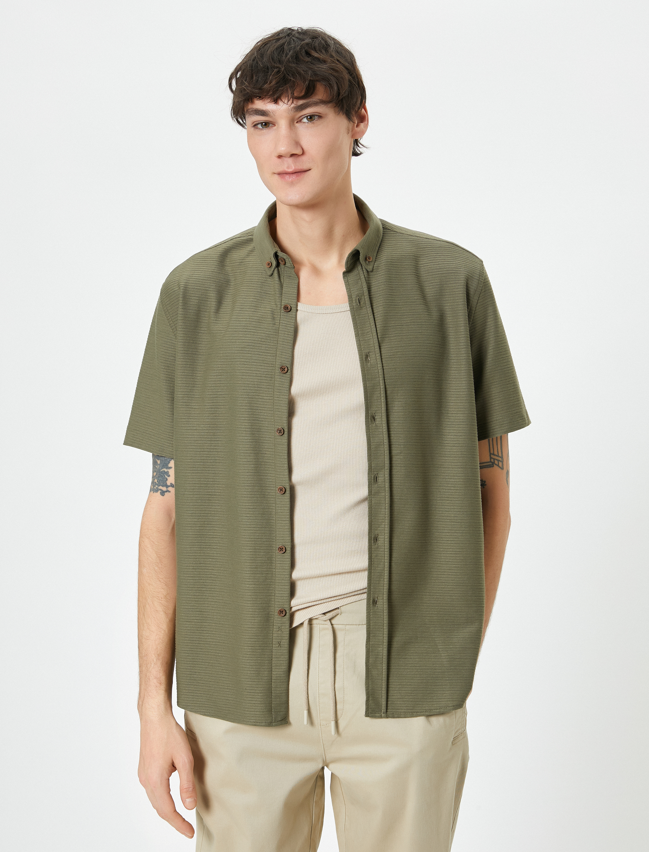   Yazlık Gömlek Kısa Kollu Klasik Yaka Düğmeli Regular Fit