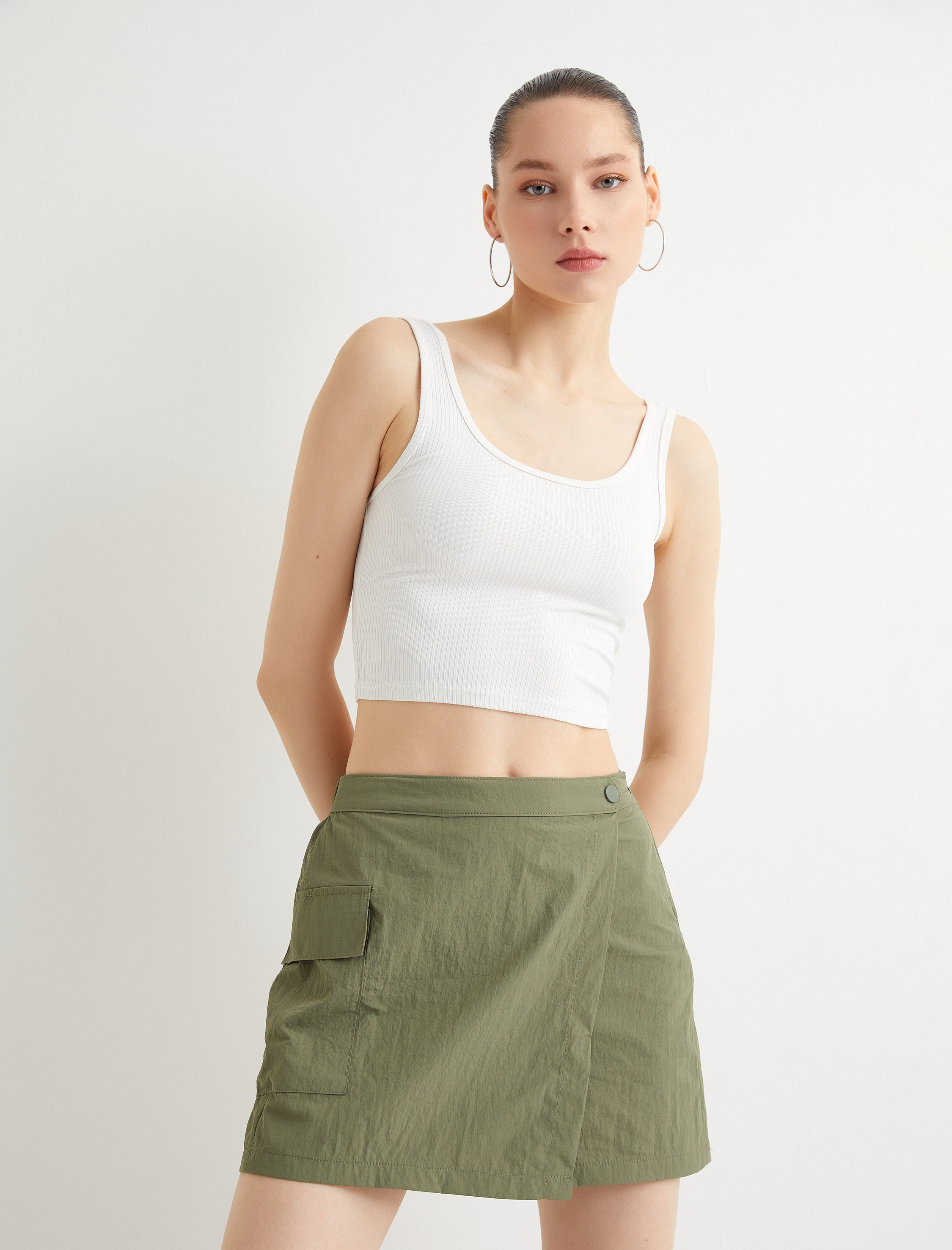   Şort Etek Kargo Cepli Paraşüt Kumaş