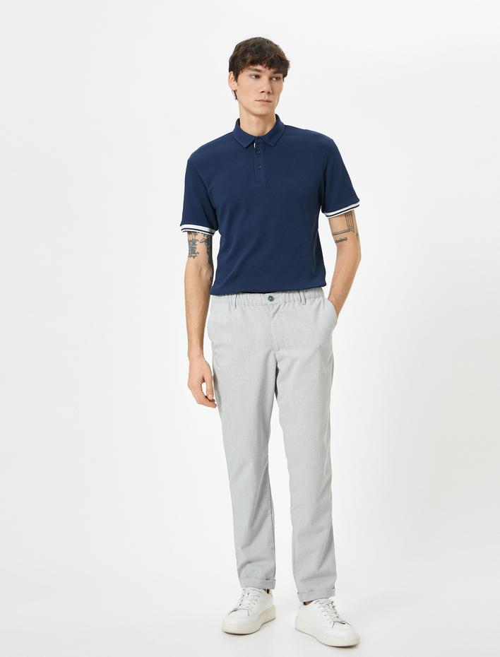  Polo Yaka Tişört Slim Fit Düğmeli Kısa Kollu