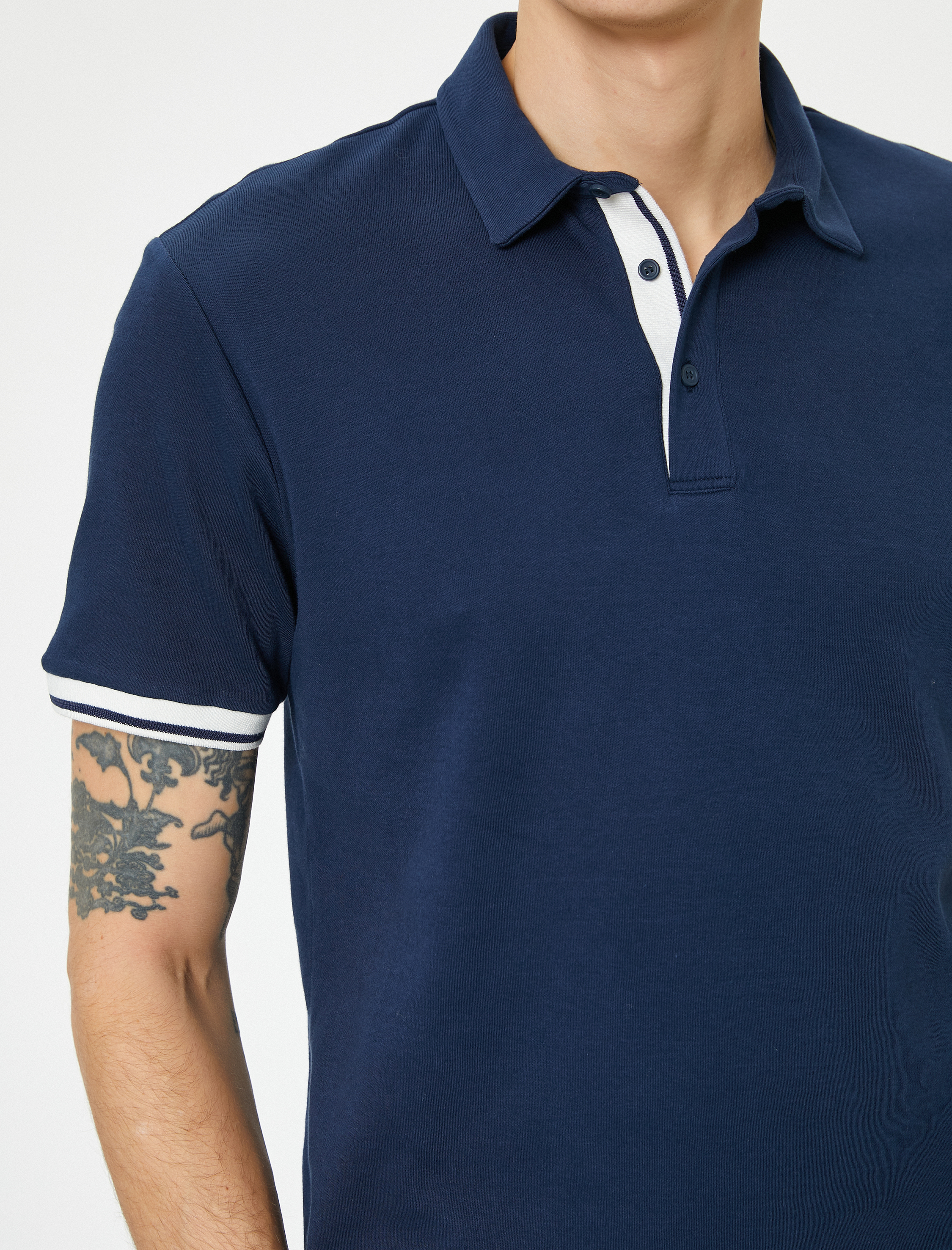   Polo Yaka Tişört Slim Fit Düğmeli Kısa Kollu