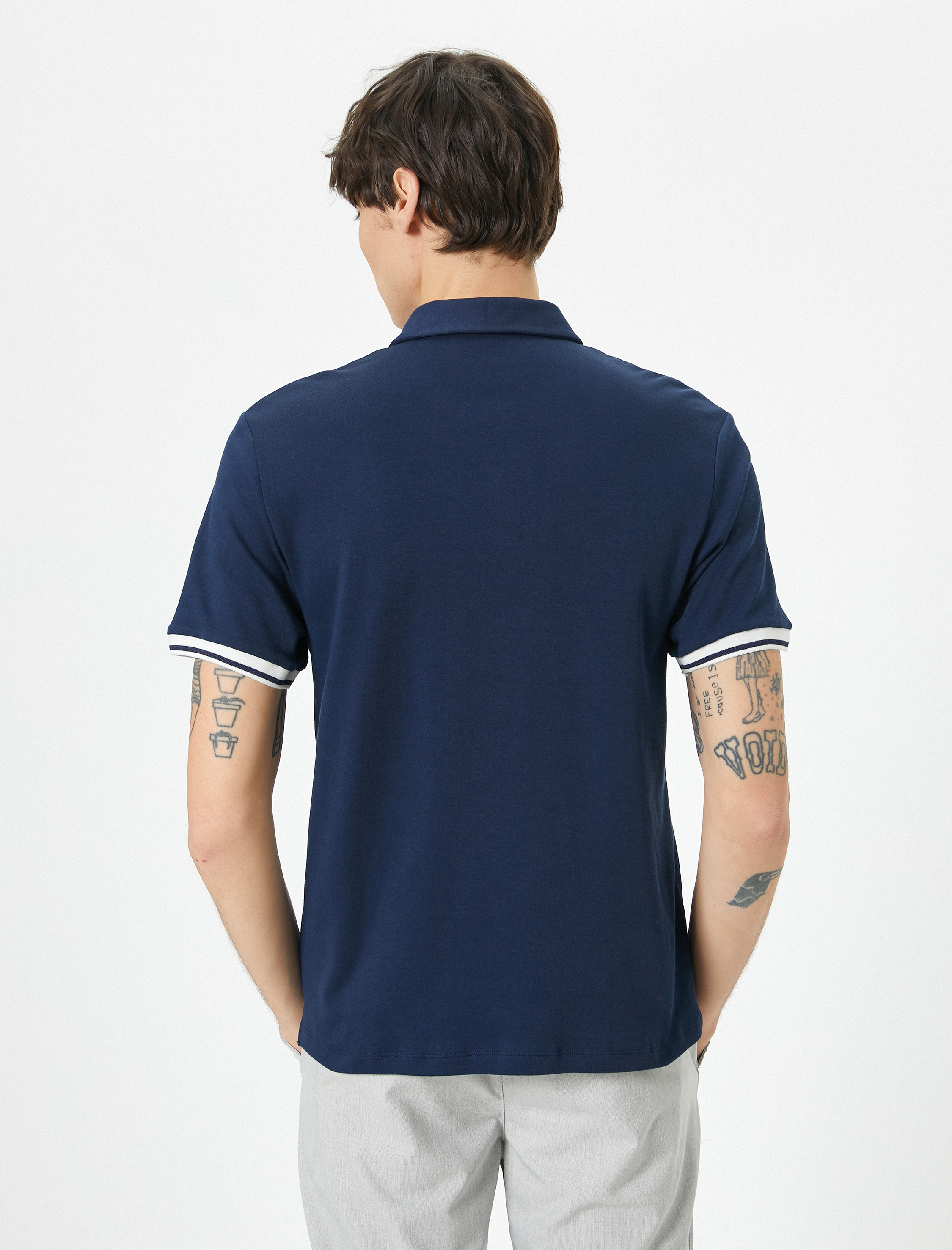   Polo Yaka Tişört Slim Fit Düğmeli Kısa Kollu