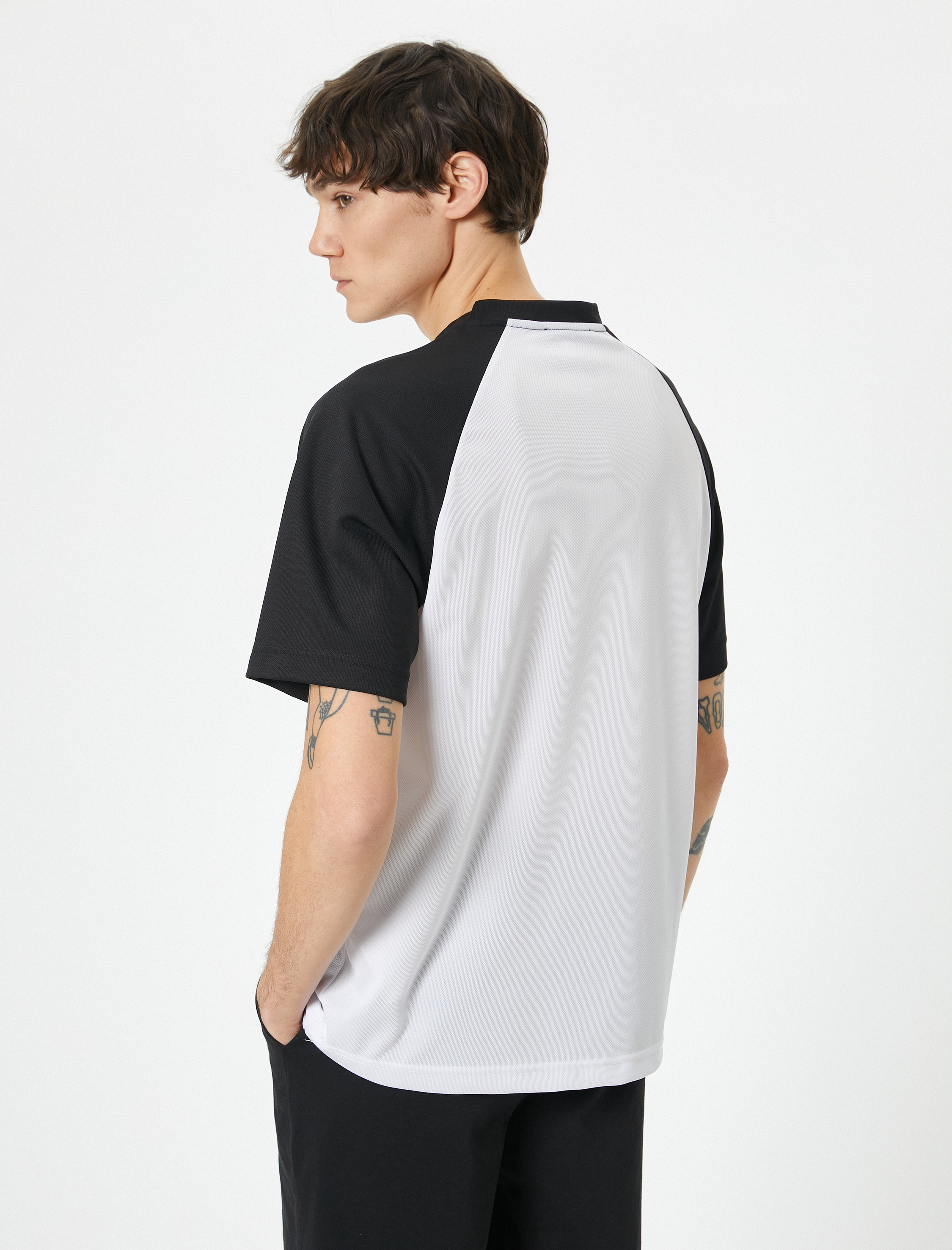   Kolej Tişört Oversize Baskılı Reglan Kollu Bisiklet Yaka