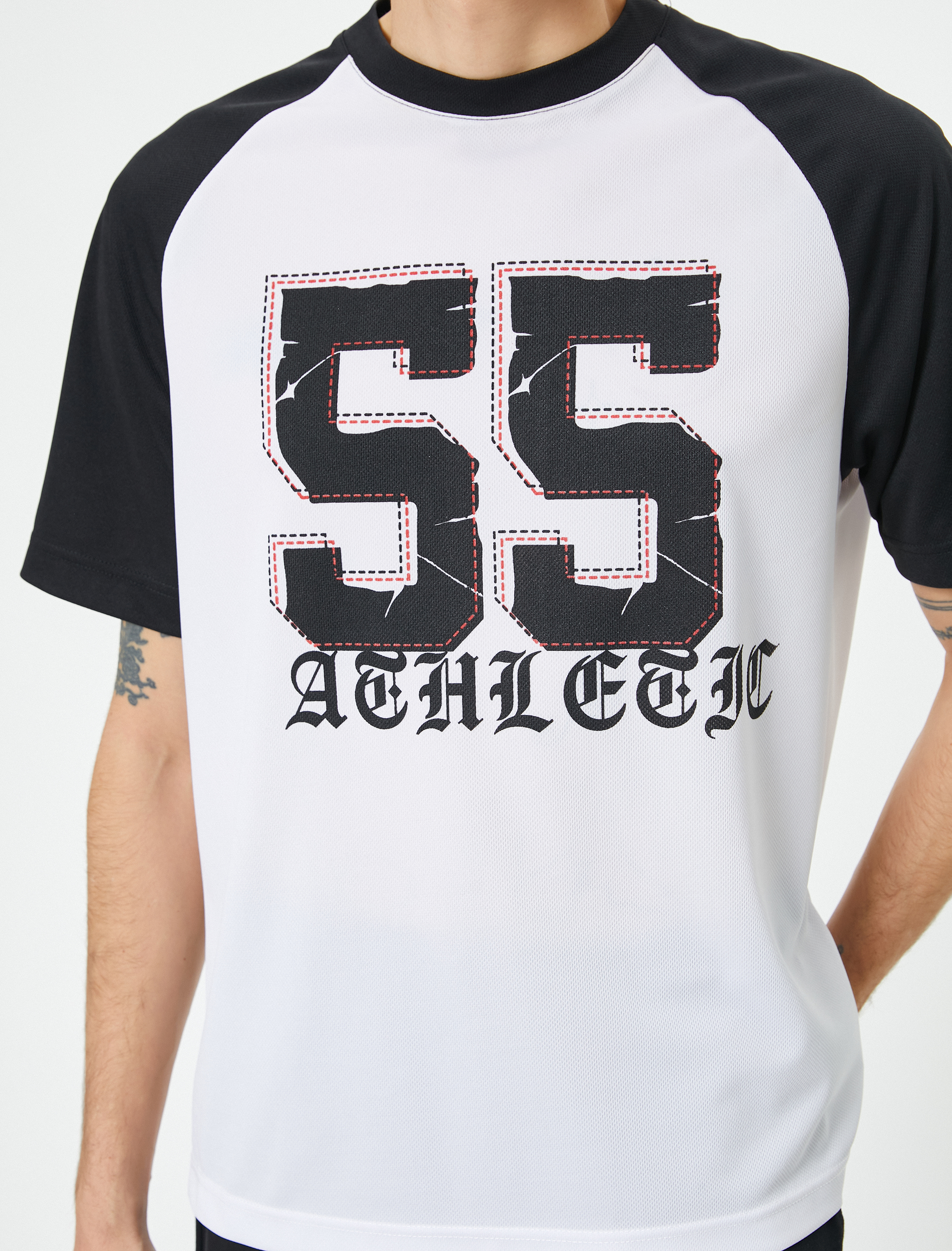   Kolej Tişört Oversize Baskılı Reglan Kollu Bisiklet Yaka