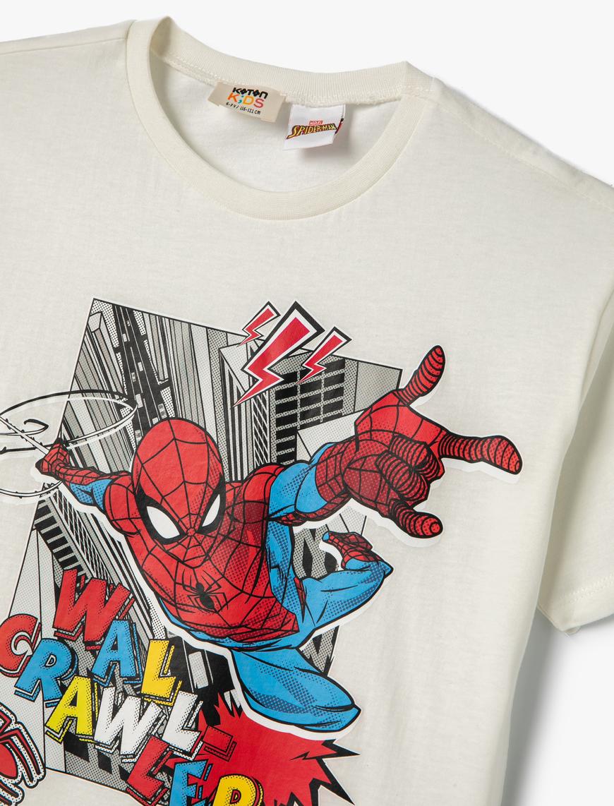  Erkek Çocuk Tişört Spiderman Baskılı Lisanslı Kısa Kollu Bisiklet Yaka Pamuklu