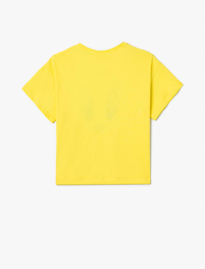 Kız Çocuk Tweety Tişört Lisanslı Pullu Payetli Kısa Kollu Bisiklet Yaka Pamuklu