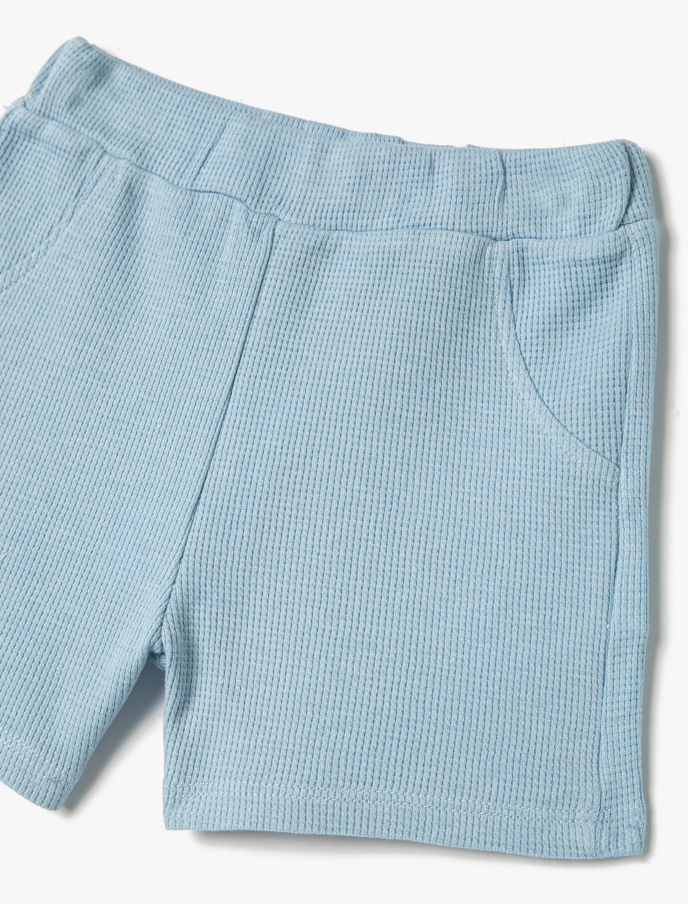 Erkek Bebek Basic Şort Dokulu Cepli Beli Lastikli