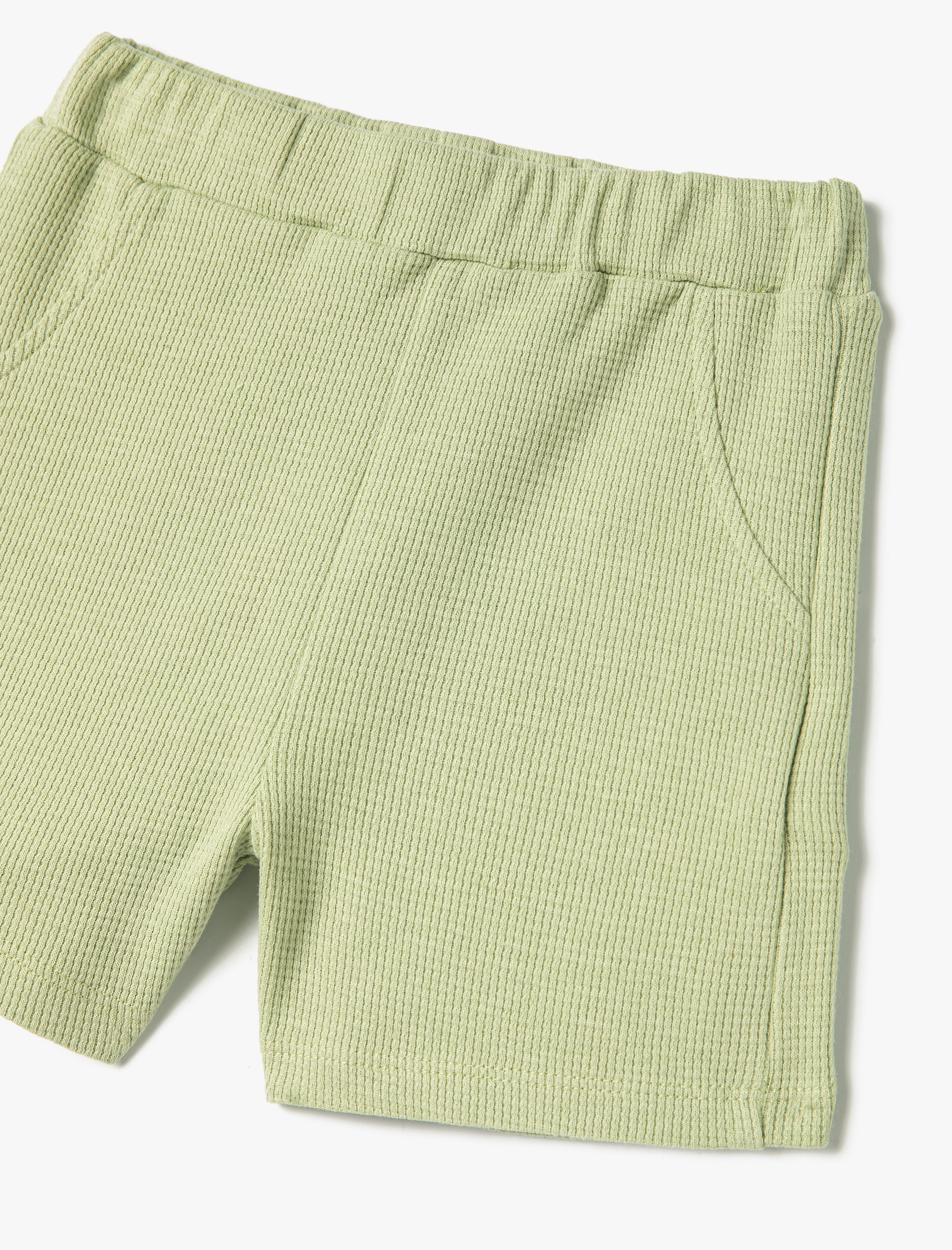  Erkek Bebek Basic Şort Dokulu Cepli Beli Lastikli