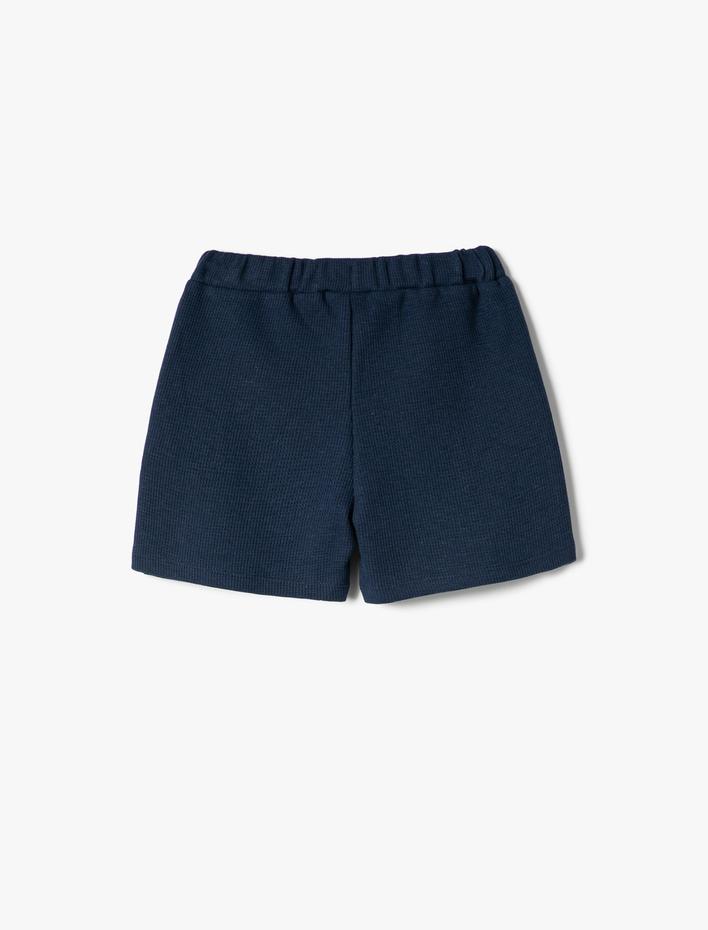 Erkek Bebek Basic Şort Dokulu Cepli Beli Lastikli