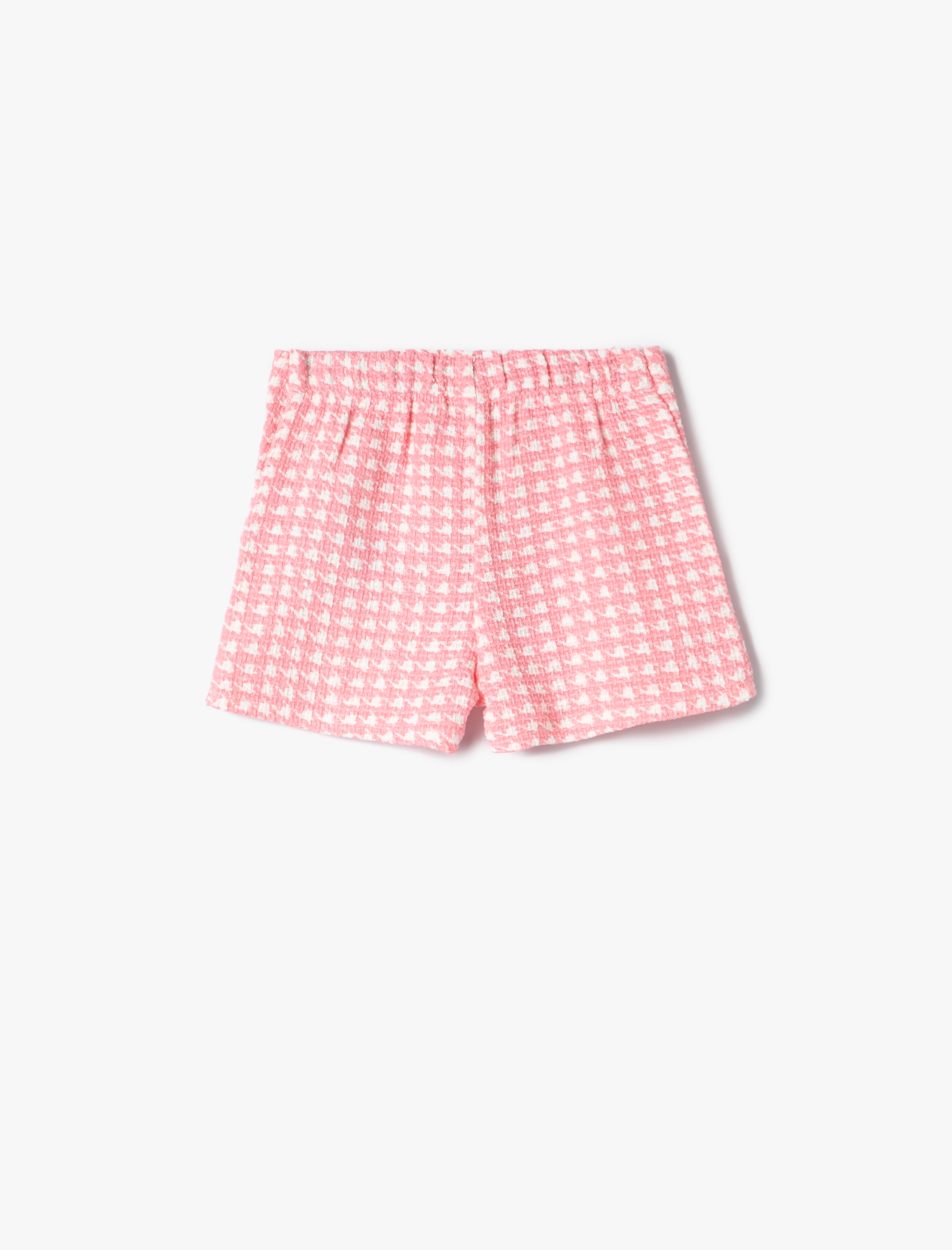  Kız Bebek Tüvit Şort Süs Düğme Detaylı Kazayağı Desenli