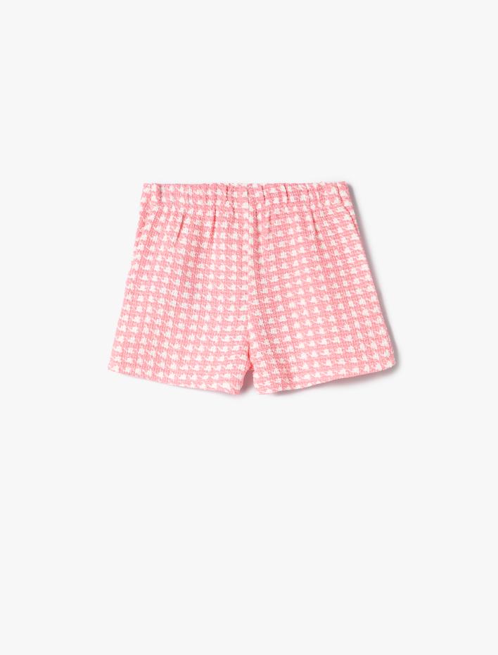 Kız Bebek Tüvit Şort Süs Düğme Detaylı Kazayağı Desenli