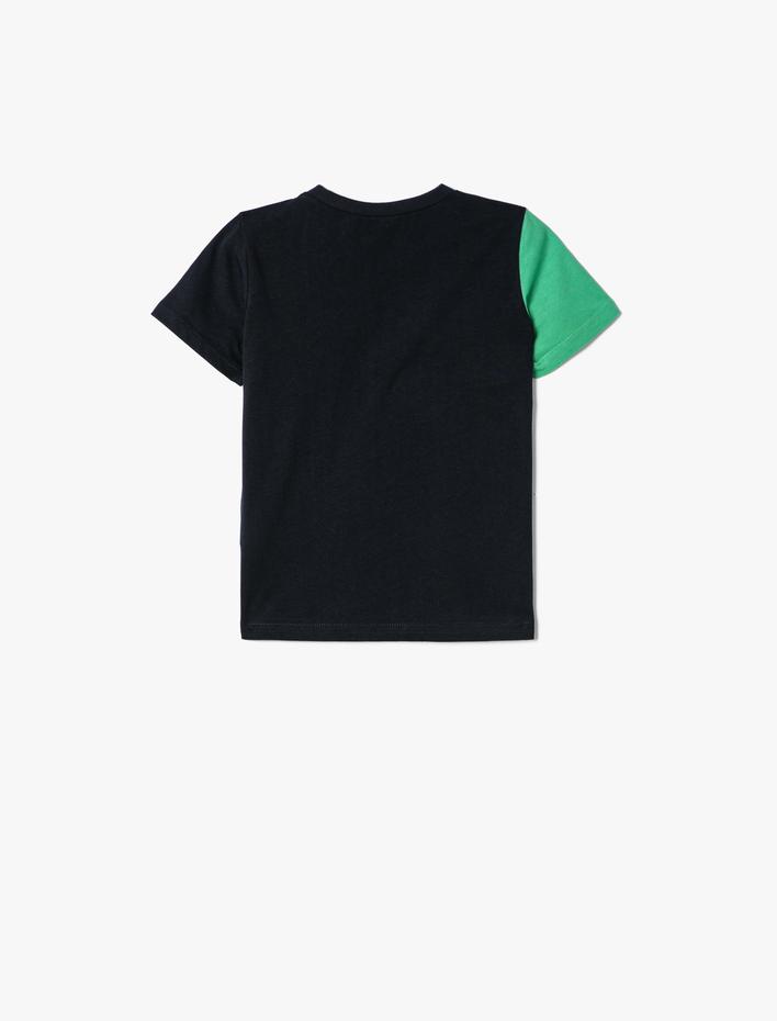 Erkek Bebek Dinozorlu Tişört Kısa Kollu Bisiklet Yaka Pamuklu