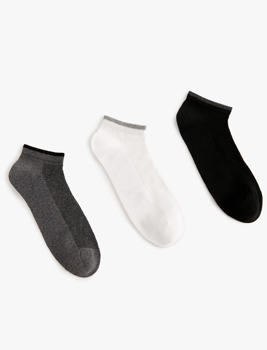  Erkek 3'lü Patik Çorap Seti Çok Renkli