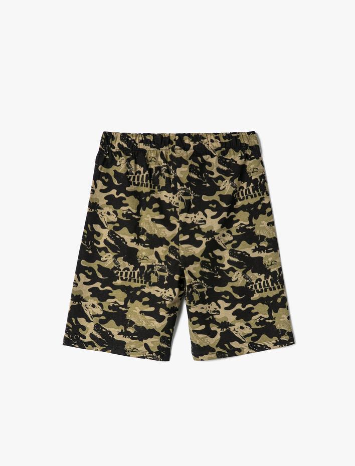 Erkek Çocuk Şort Kamuflaj Baskılı Beli Bağlamalı Pamuklu