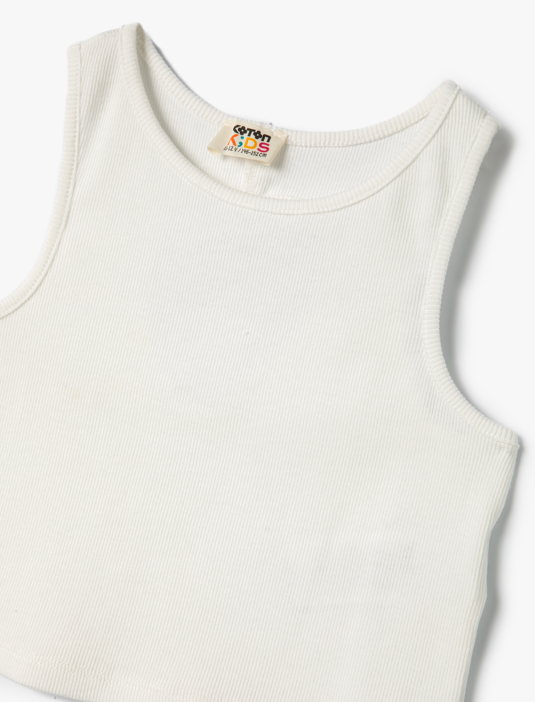  Kız Çocuk Crop Atlet Kolsuz Bol Dokulu Pamuklu