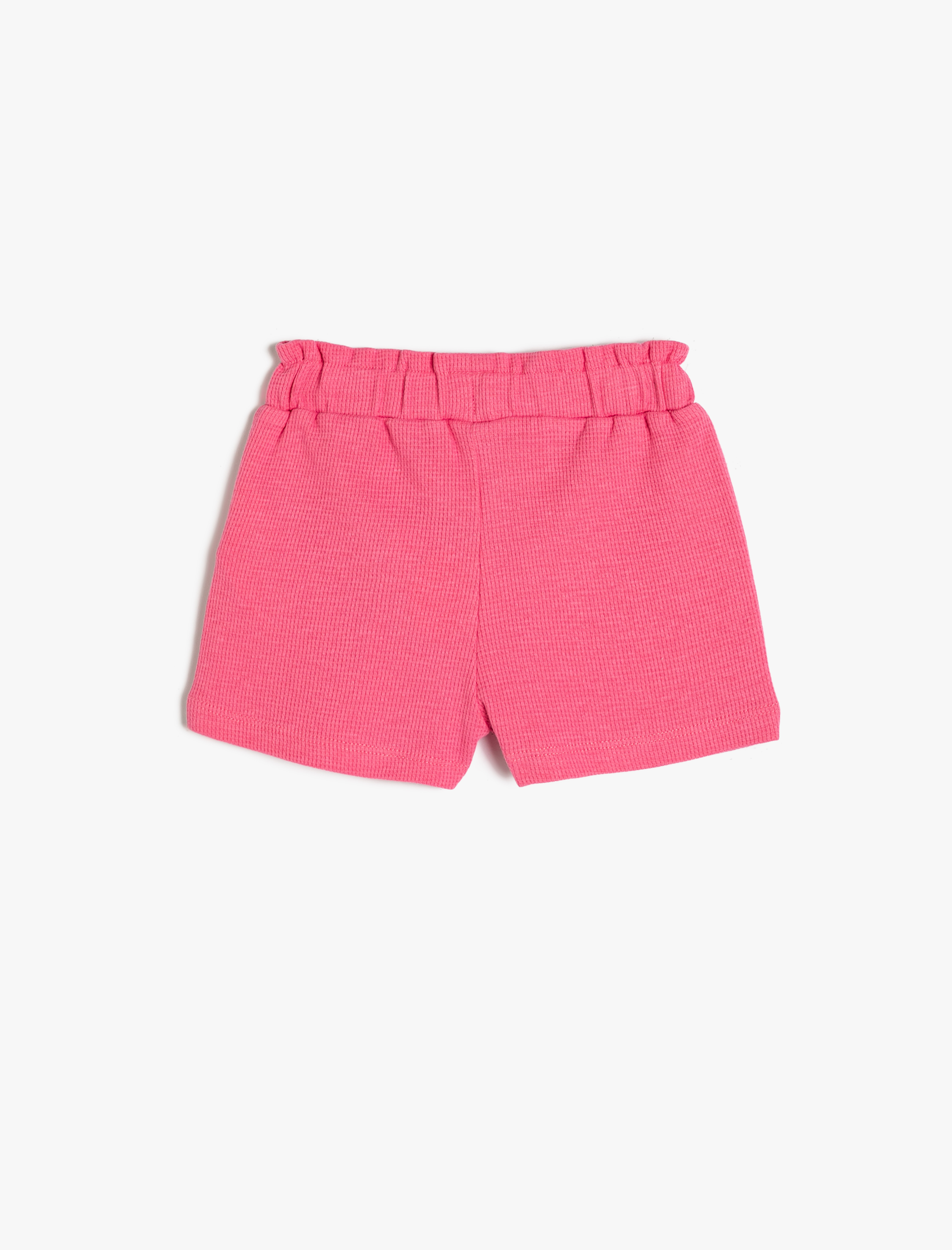 Kız Bebek Şort Cepli Dokulu Beli Lastikli Pamuklu