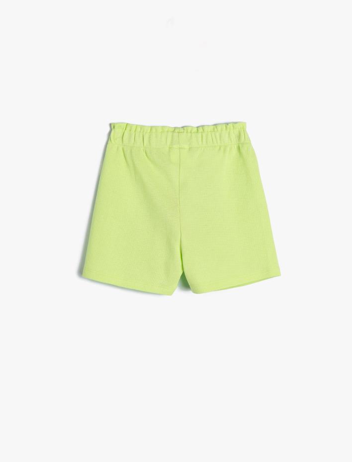 Kız Bebek Şort Cepli Dokulu Beli Lastikli Pamuklu