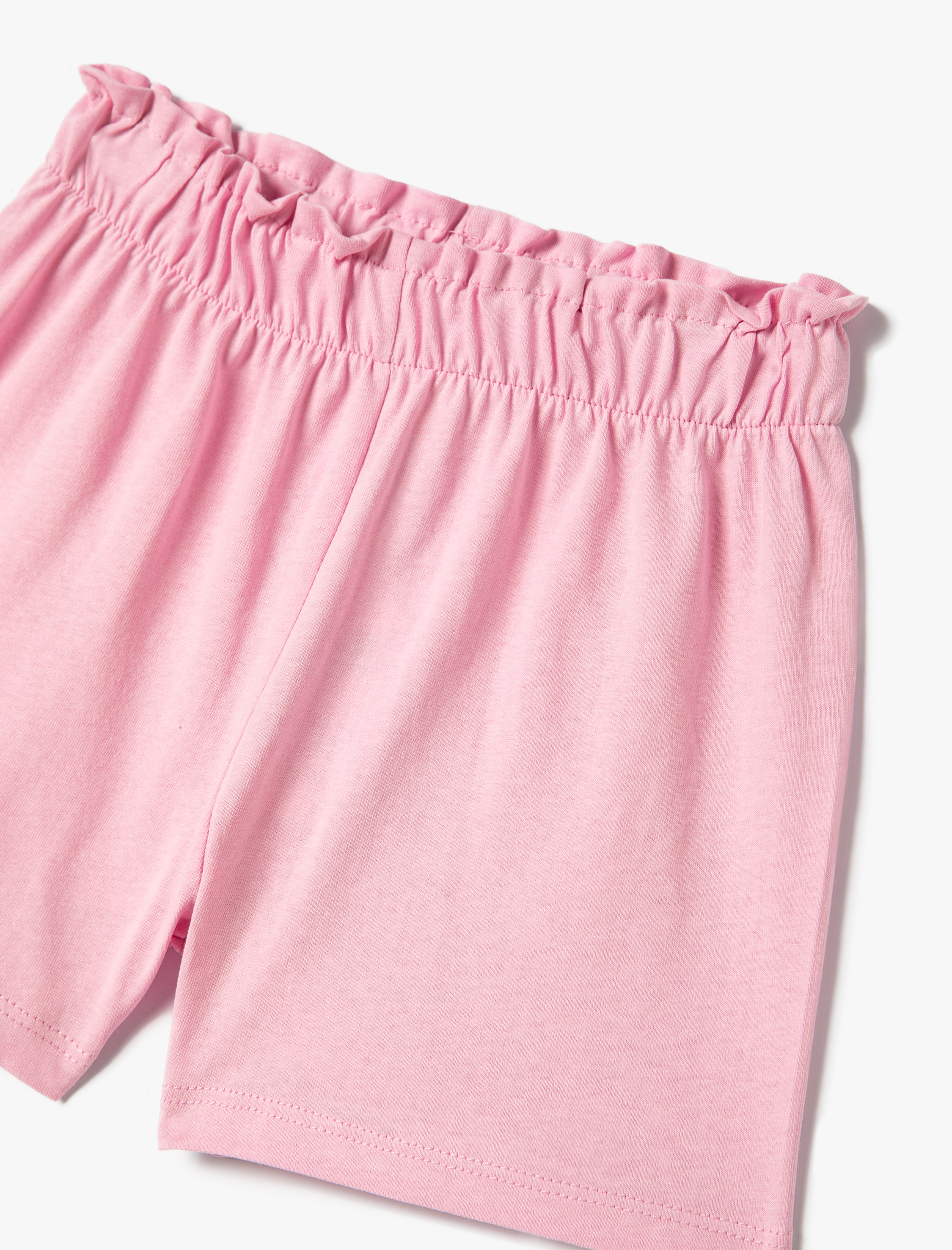  Kız Bebek Şort Cepli Dokulu Beli Lastikli Pamuklu