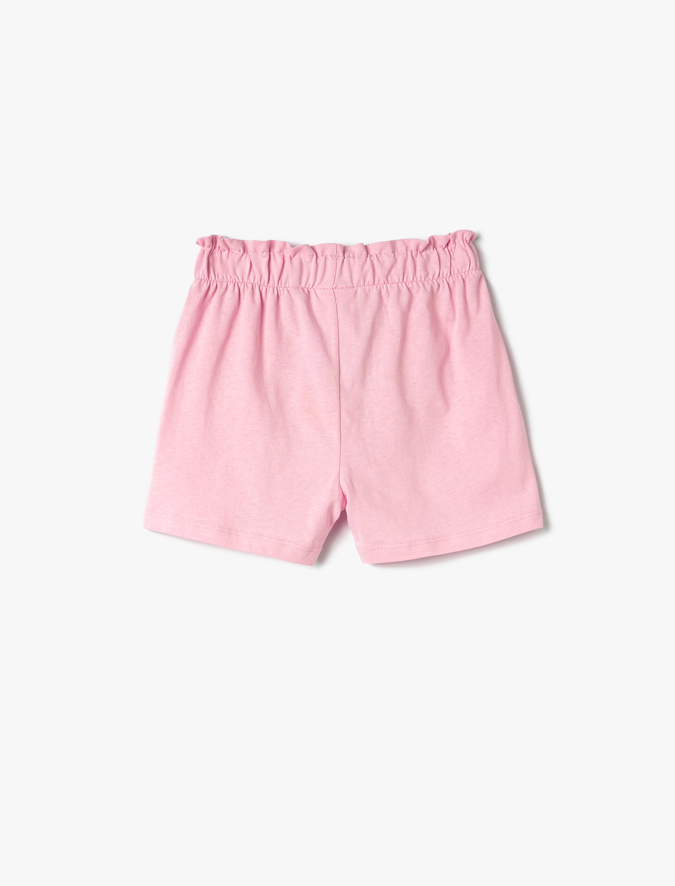  Kız Bebek Şort Cepli Dokulu Beli Lastikli Pamuklu