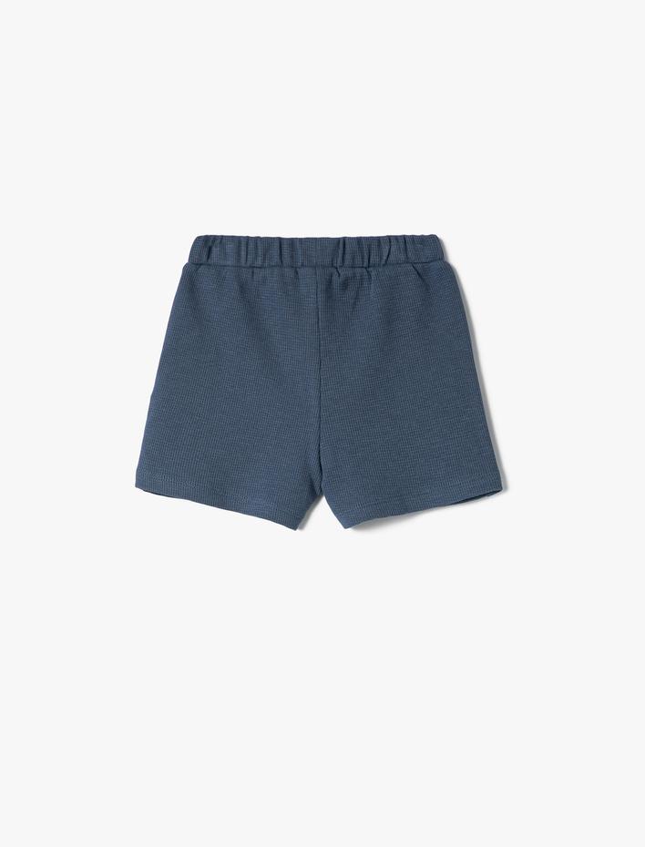 Erkek Bebek Basic Şort Beli Lastikli Dokulu Pamuklu