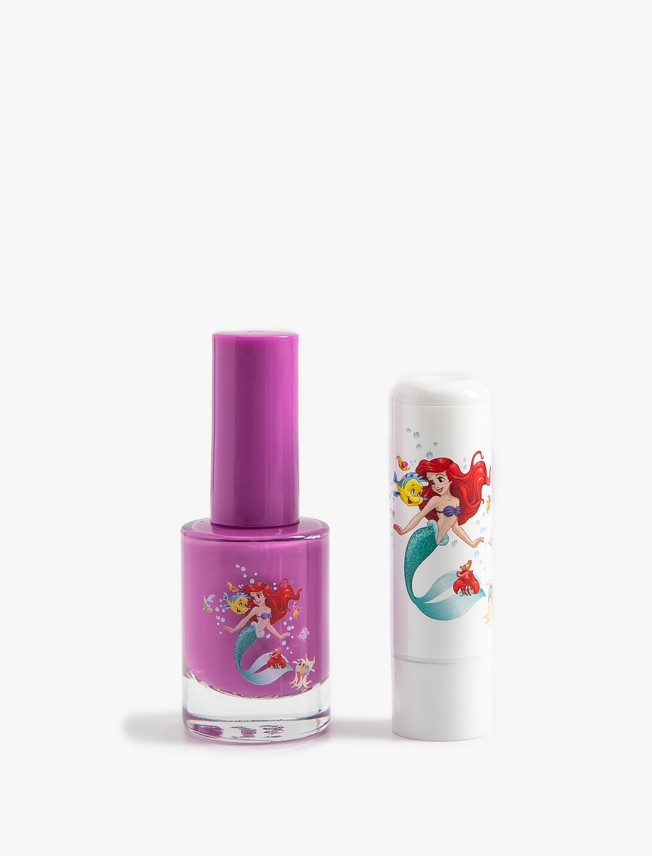  Kadın Küçük Deniz Kızı Ariel Temalı  Dudak Nemlendirici ve Oje Lisanslı