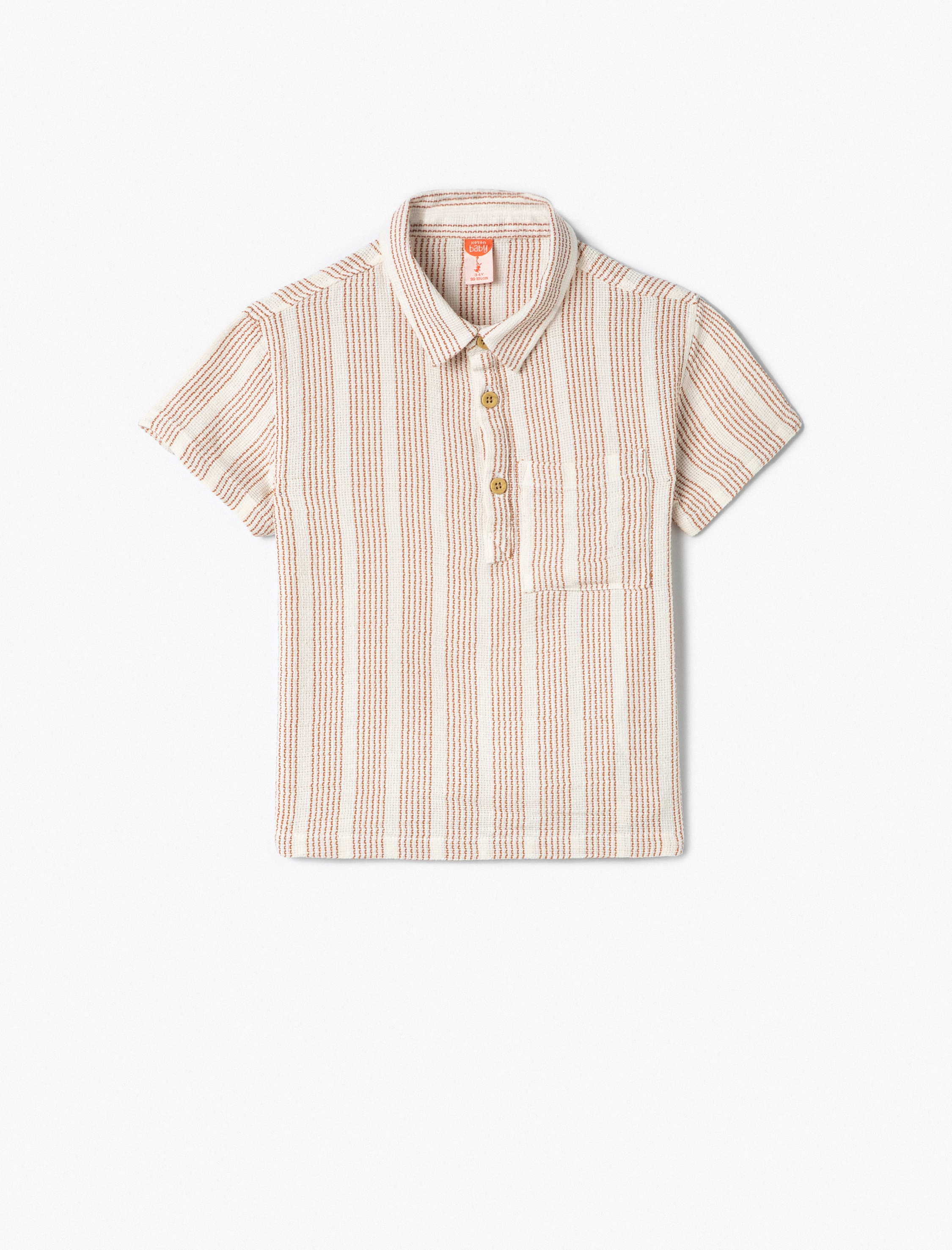  Erkek Bebek Gömlek Kısa Kollu Cep Detaylı