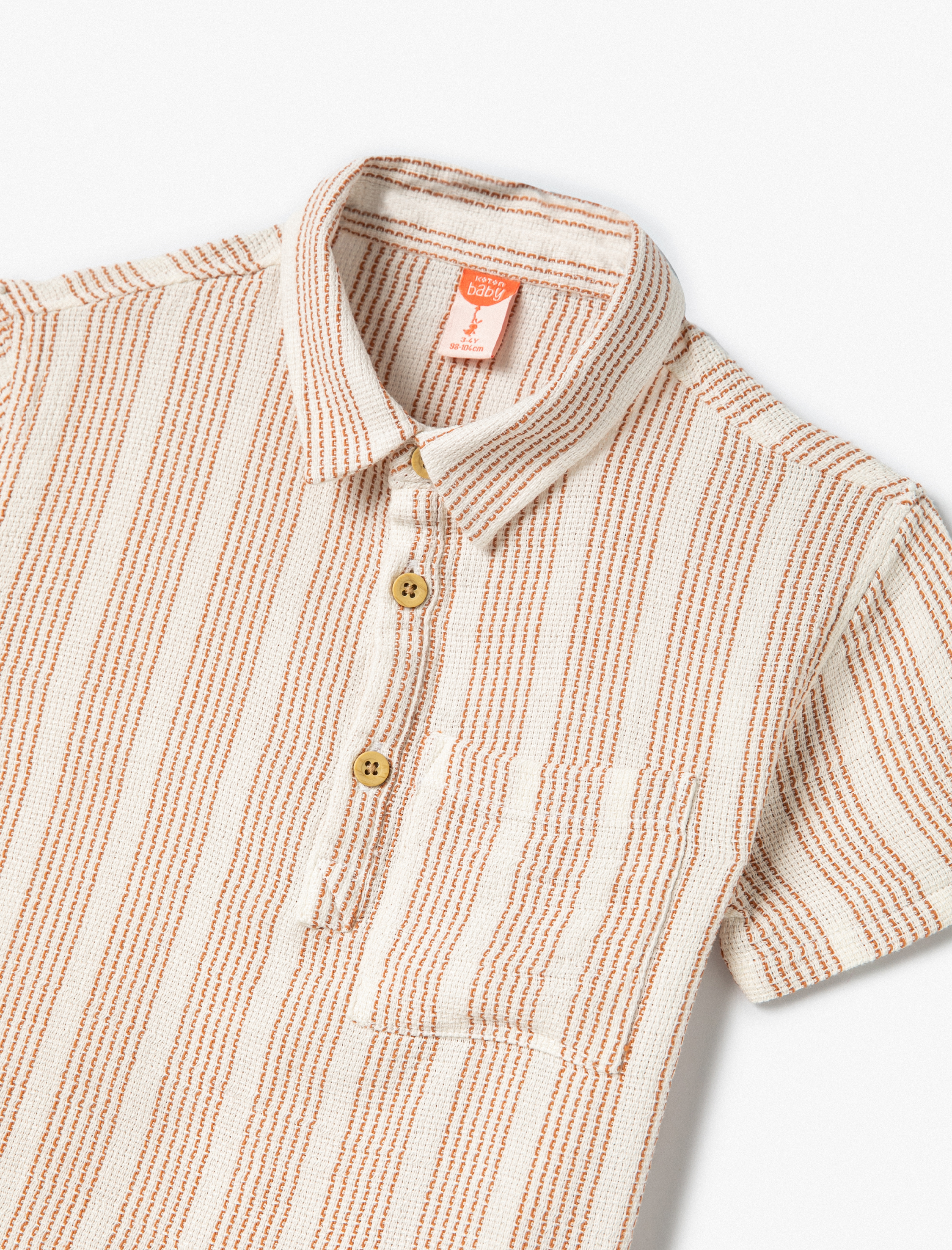  Erkek Bebek Gömlek Kısa Kollu Cep Detaylı