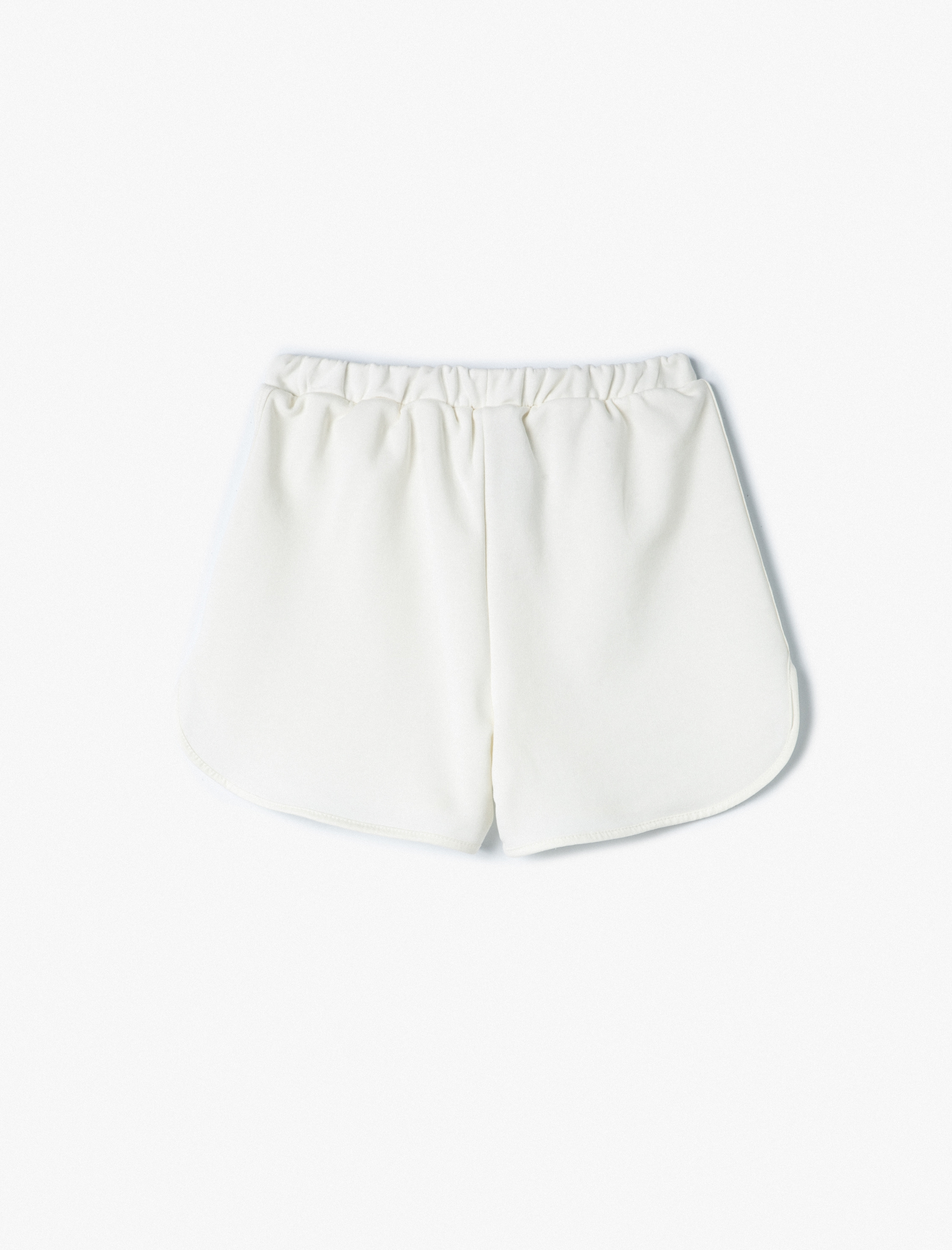  Kız Çocuk Slogan İşlemeli Şort Rahat Kesim Beli Bağcıklı Biyeli