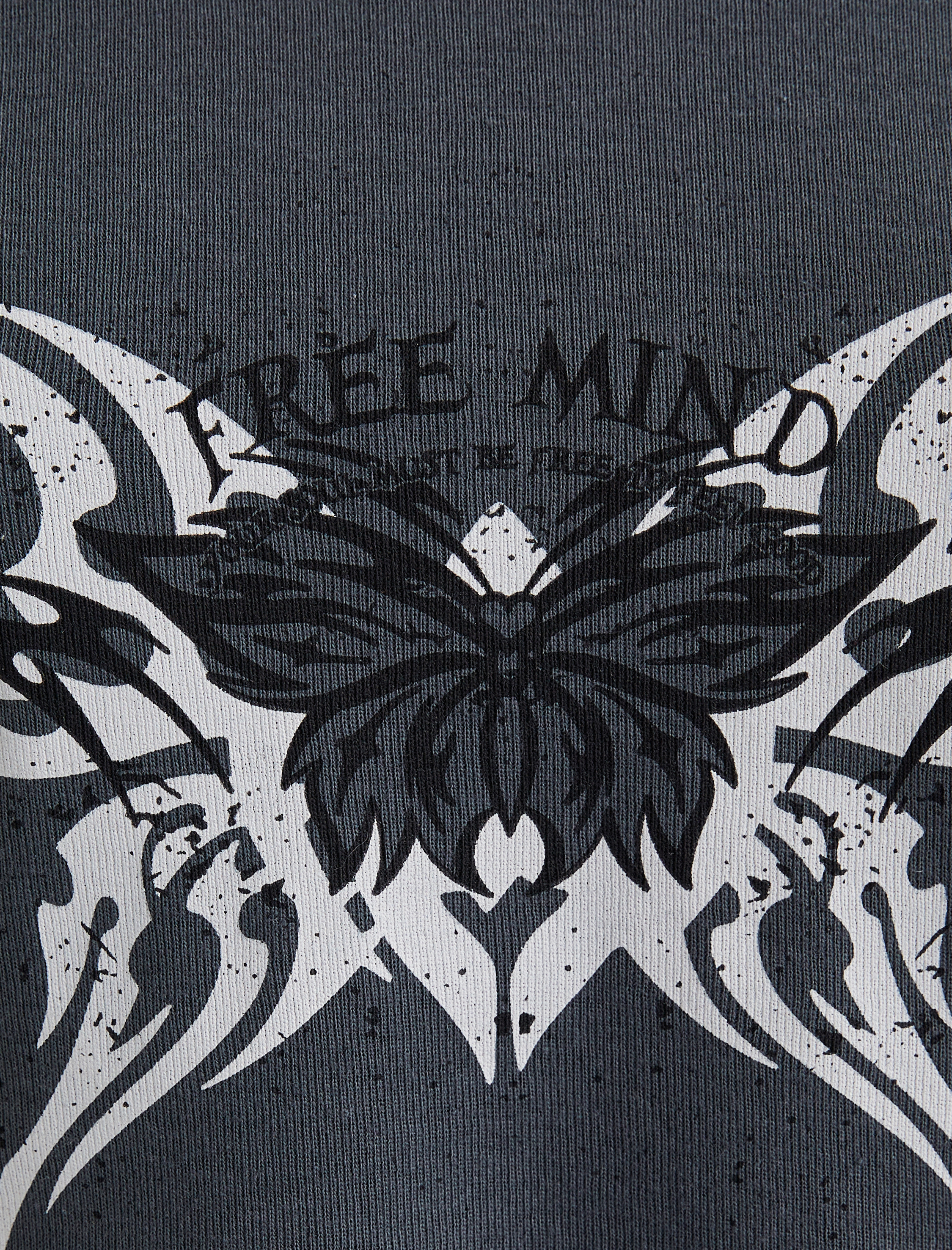   Crop Tişört Uzun Kollu Baskılı Yuvarlak Yaka Dantel Detaylı Pamuklu